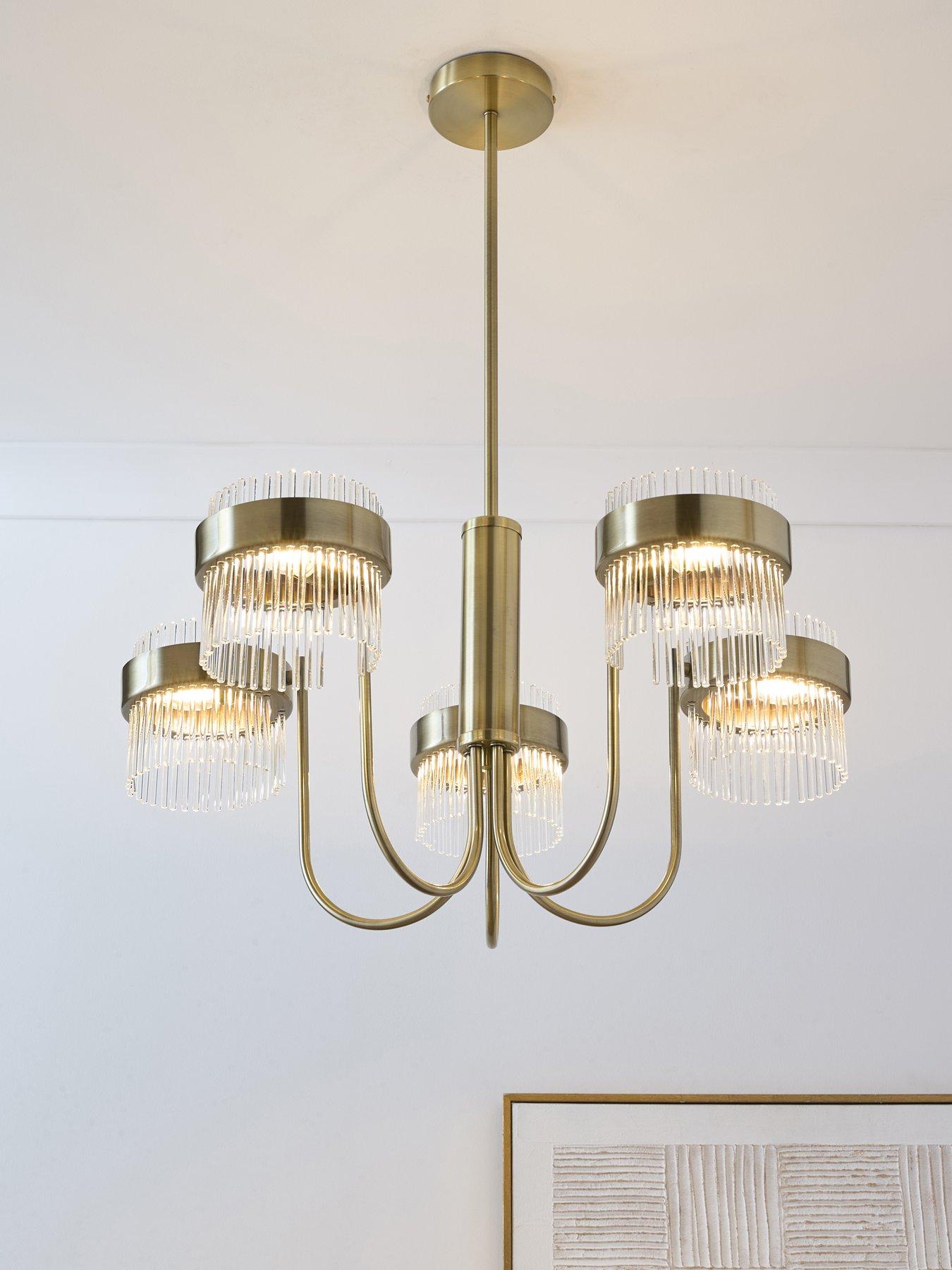 Image 5 of 5 of The Very Collection 5 Light Pendant with Ribbed Glass