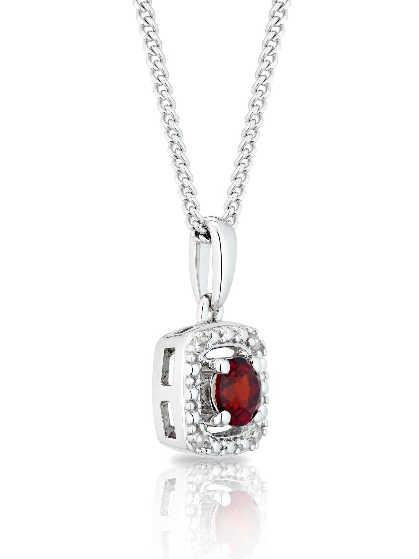 Image 2 of 2 of H. Samuel Sterling Silver Necklace Pendant. Diamond &amp; Garnet Pendant