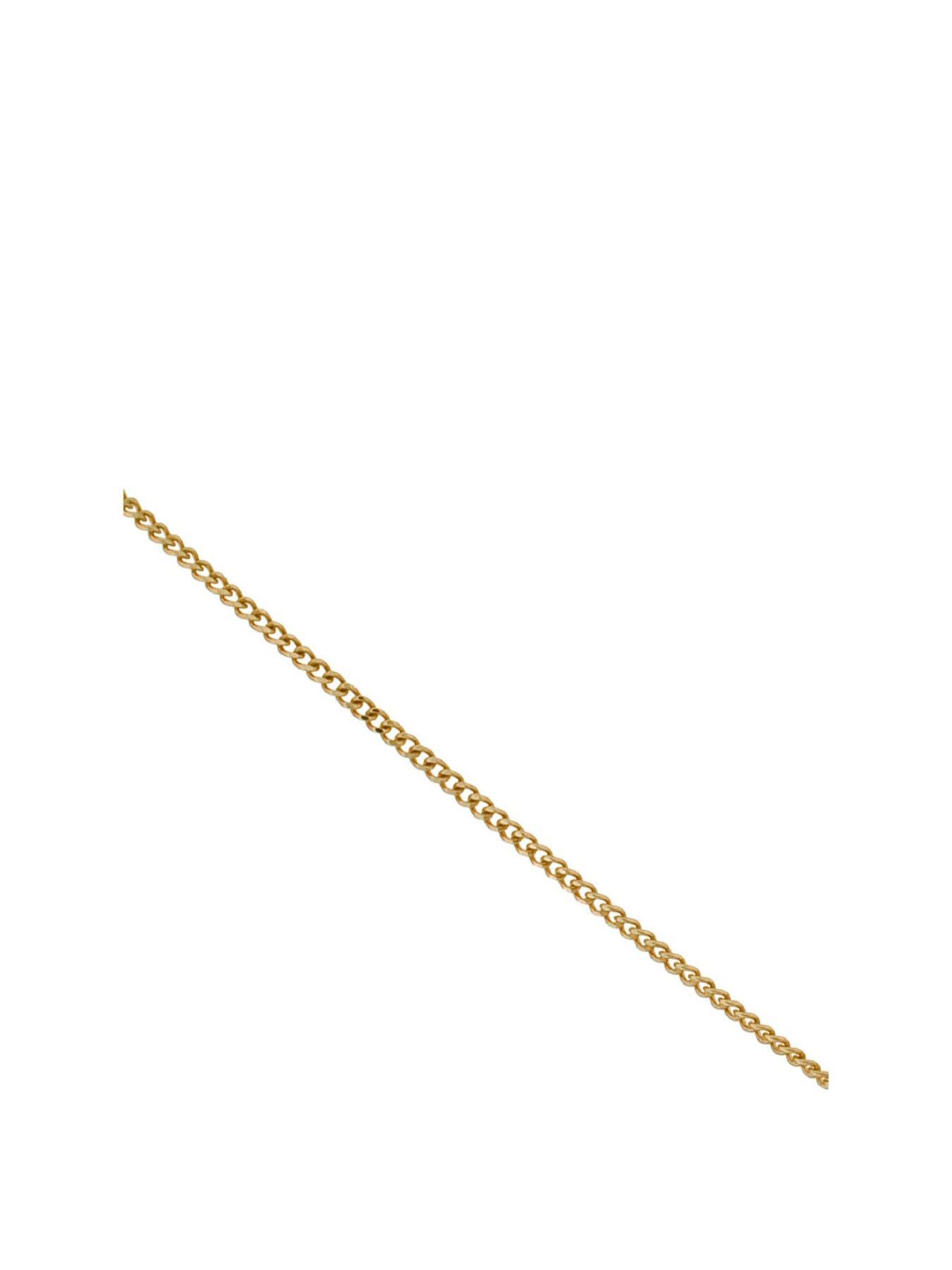 undefined 9ct Yellow Gold Necklace. Solid 20" Dainty Curb Chain
