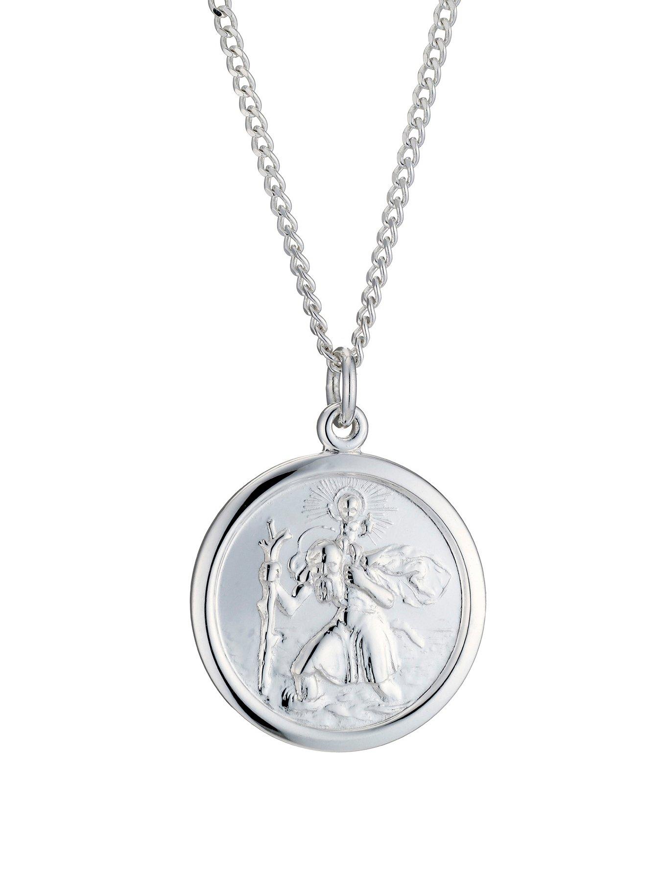 undefined Sterling Silver Necklace. St.Christopher Pendant 18" Necklace