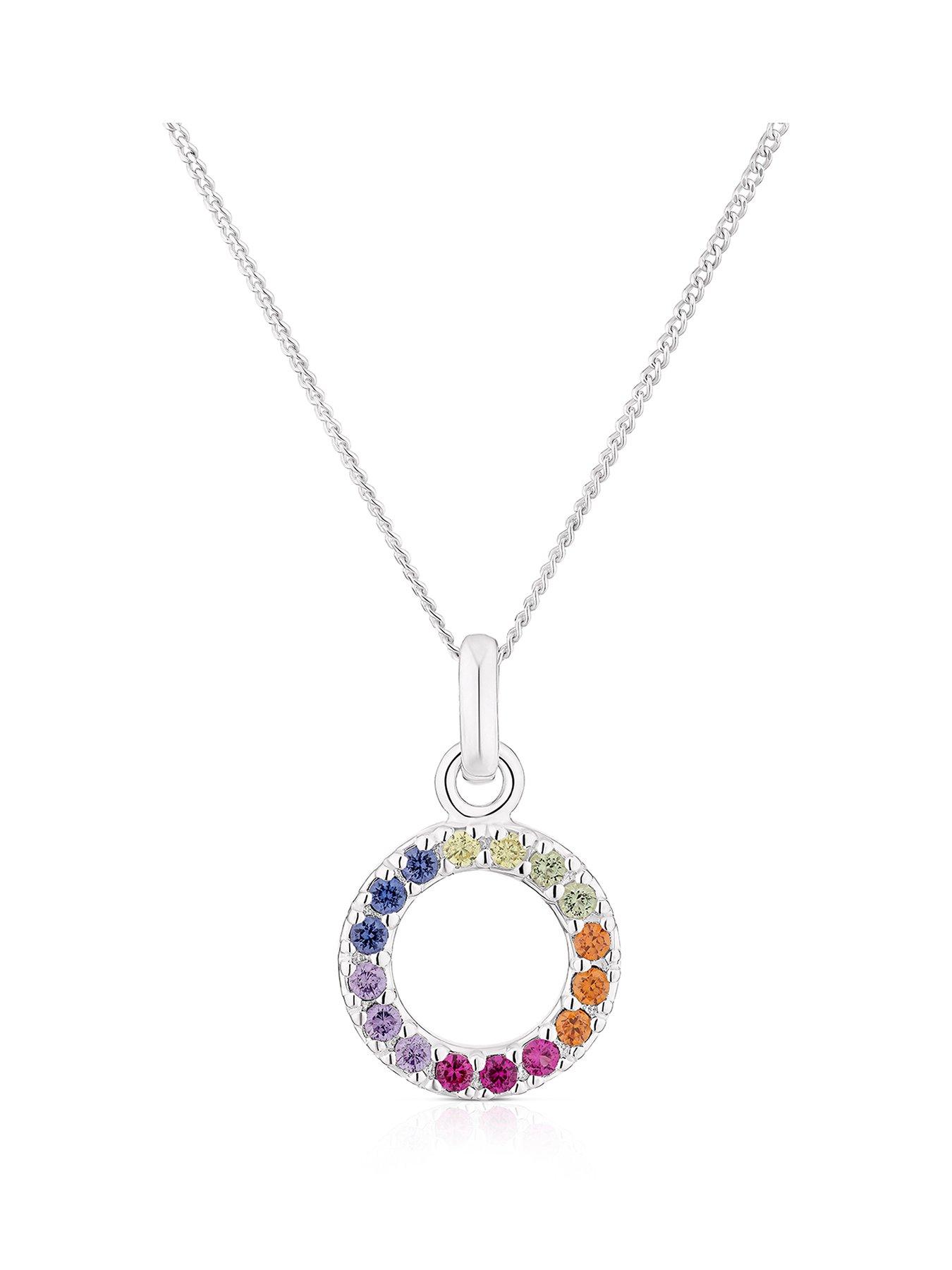 front image of h-samuel-sterling-silver-necklace-with-multicoloured-cubic-zirconia-circle-pendant