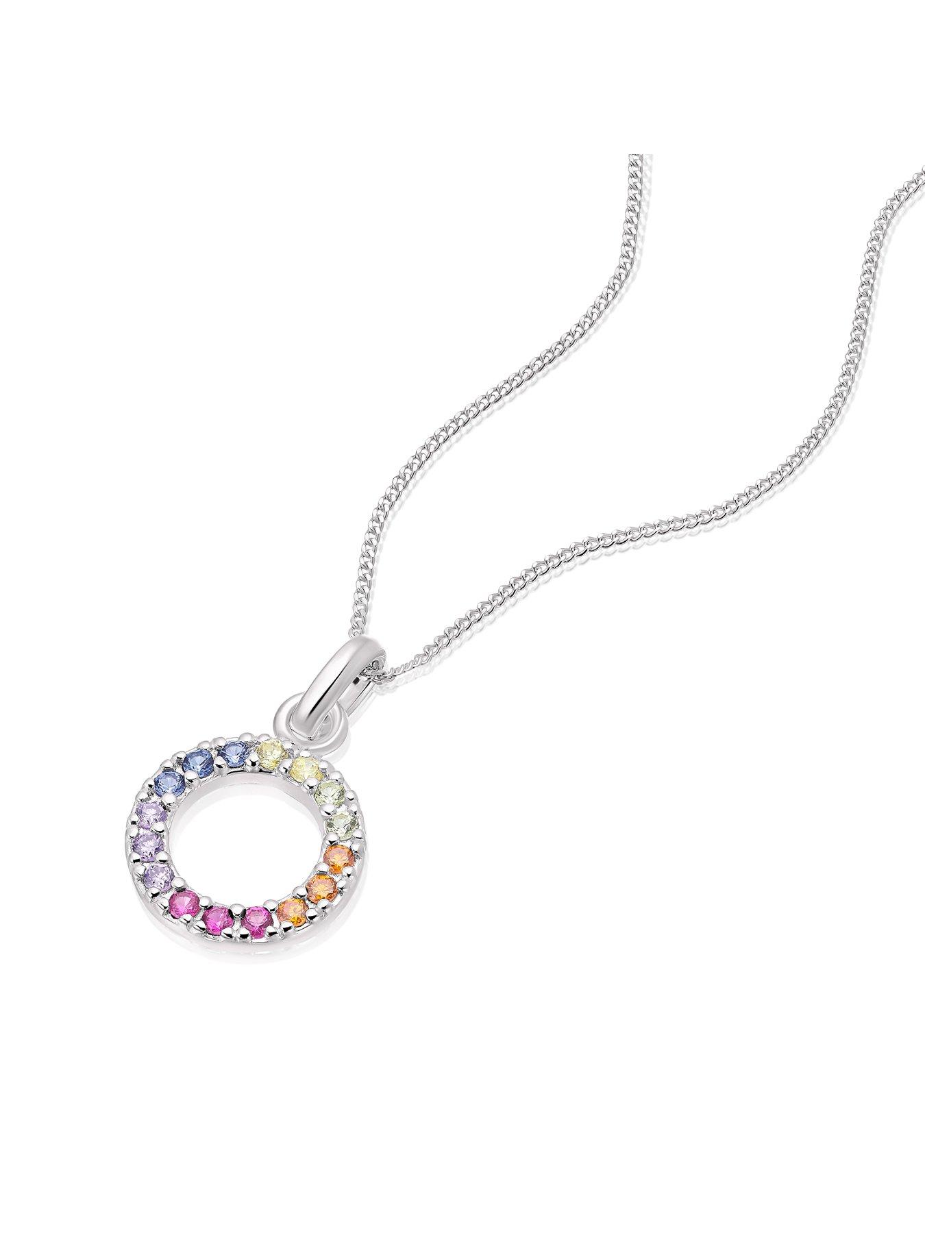 stillFront image of h-samuel-sterling-silver-necklace-with-multicoloured-cubic-zirconia-circle-pendant