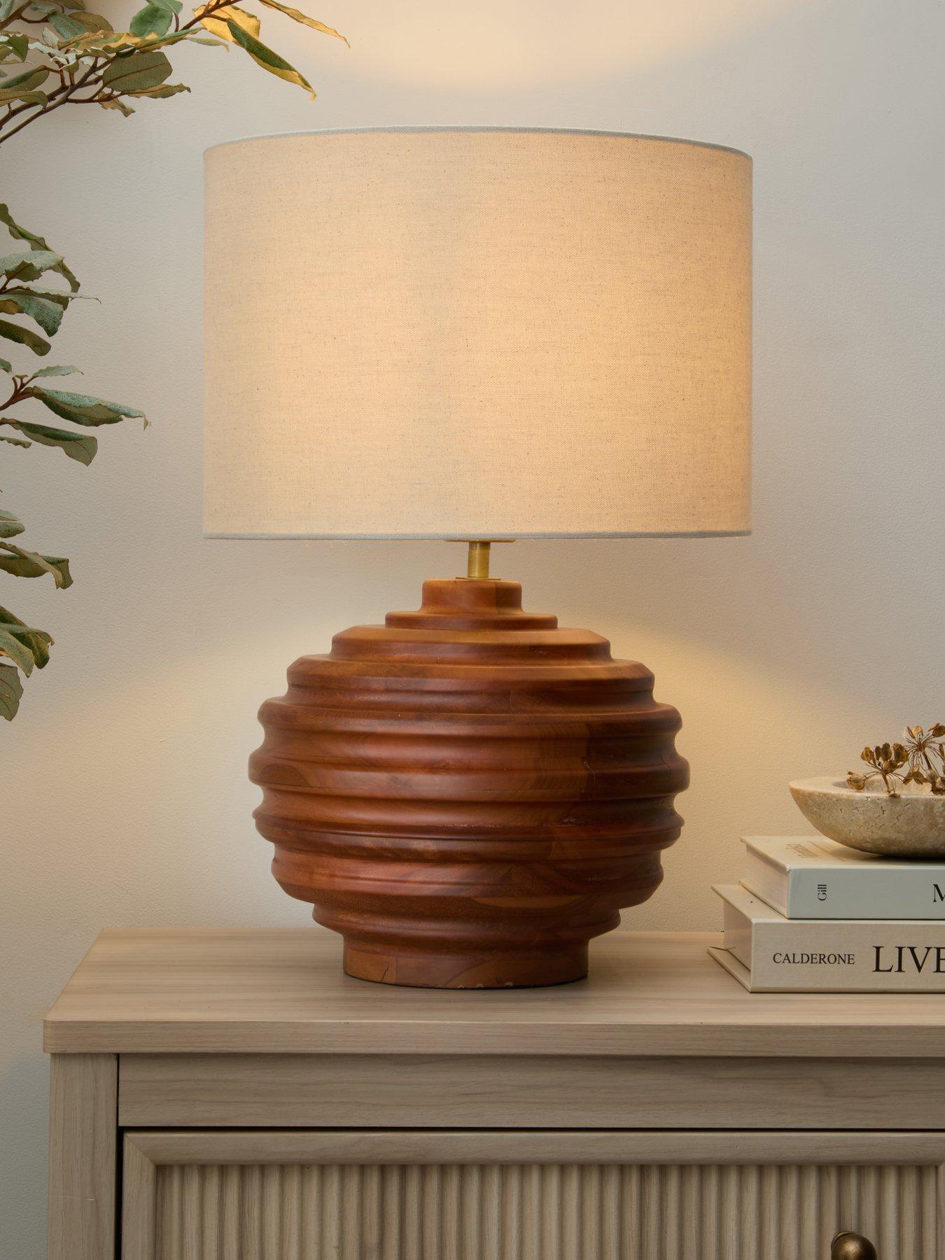 undefined Wood Turned Table Lamp - Walnut