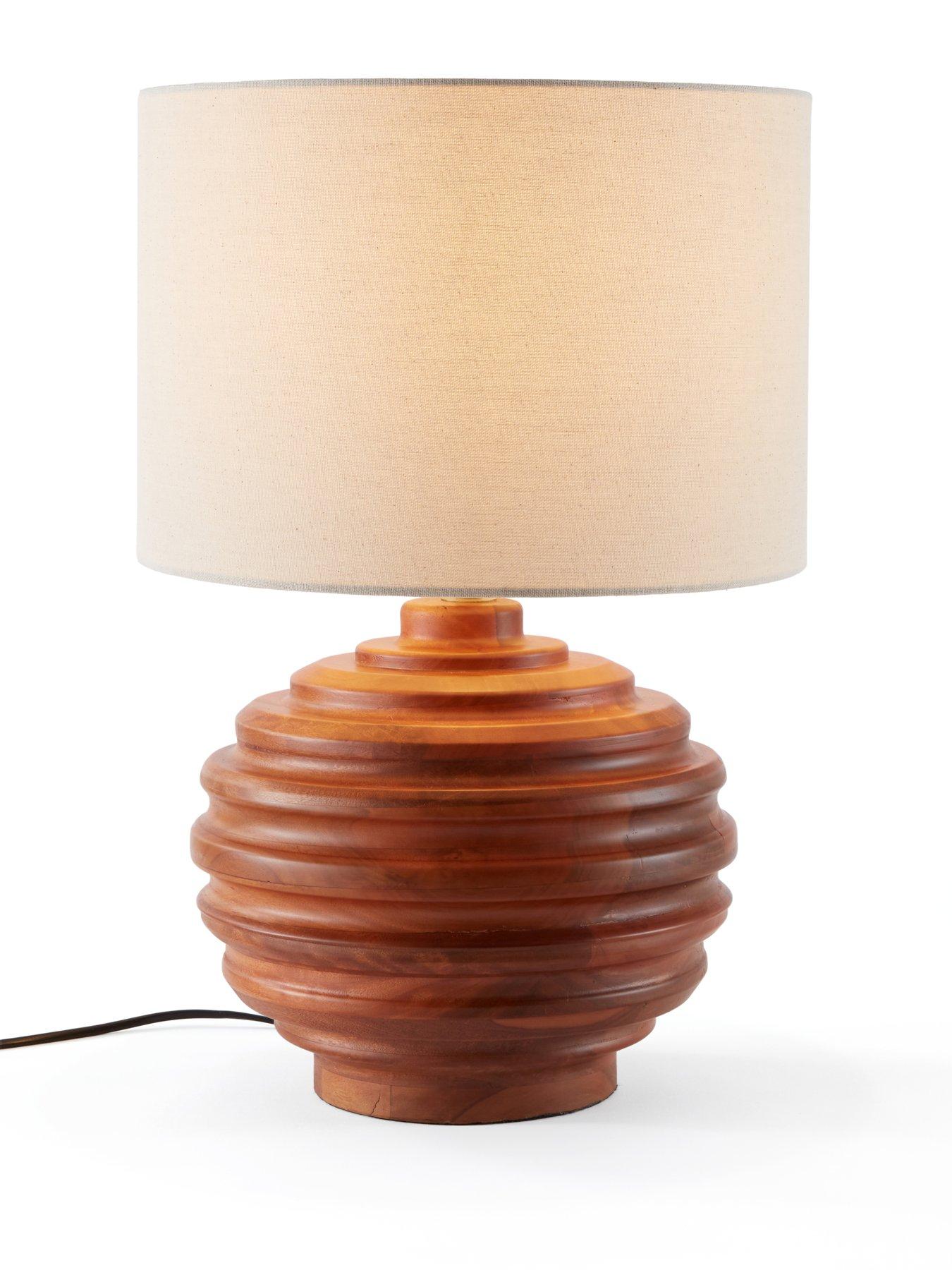 Image 3 of 4 of Very Home Wood Turned Table Lamp - Walnut