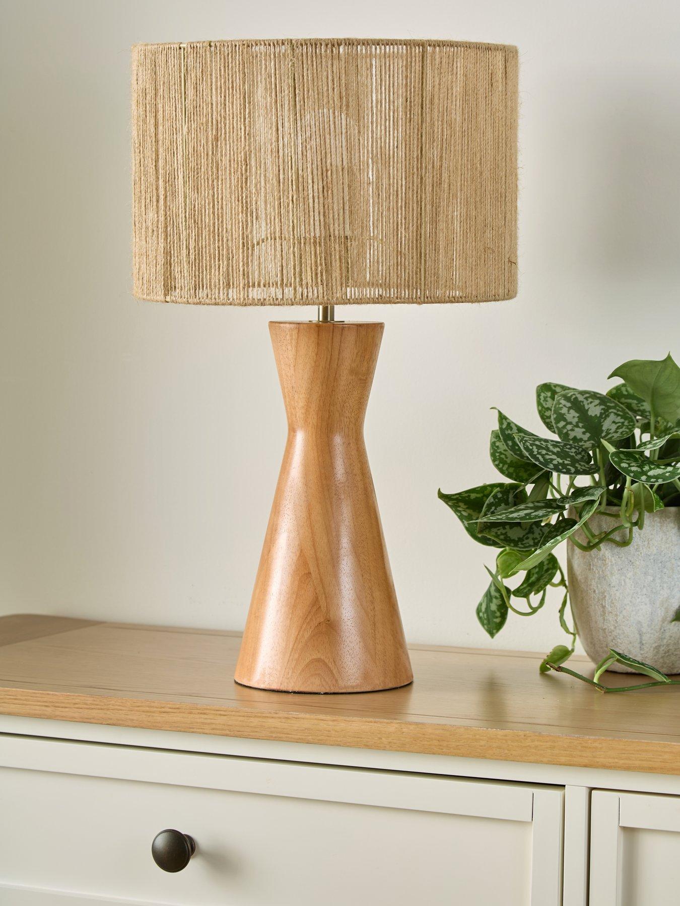 The Very Collection Wooden Base Table Lamp with Jute Shade