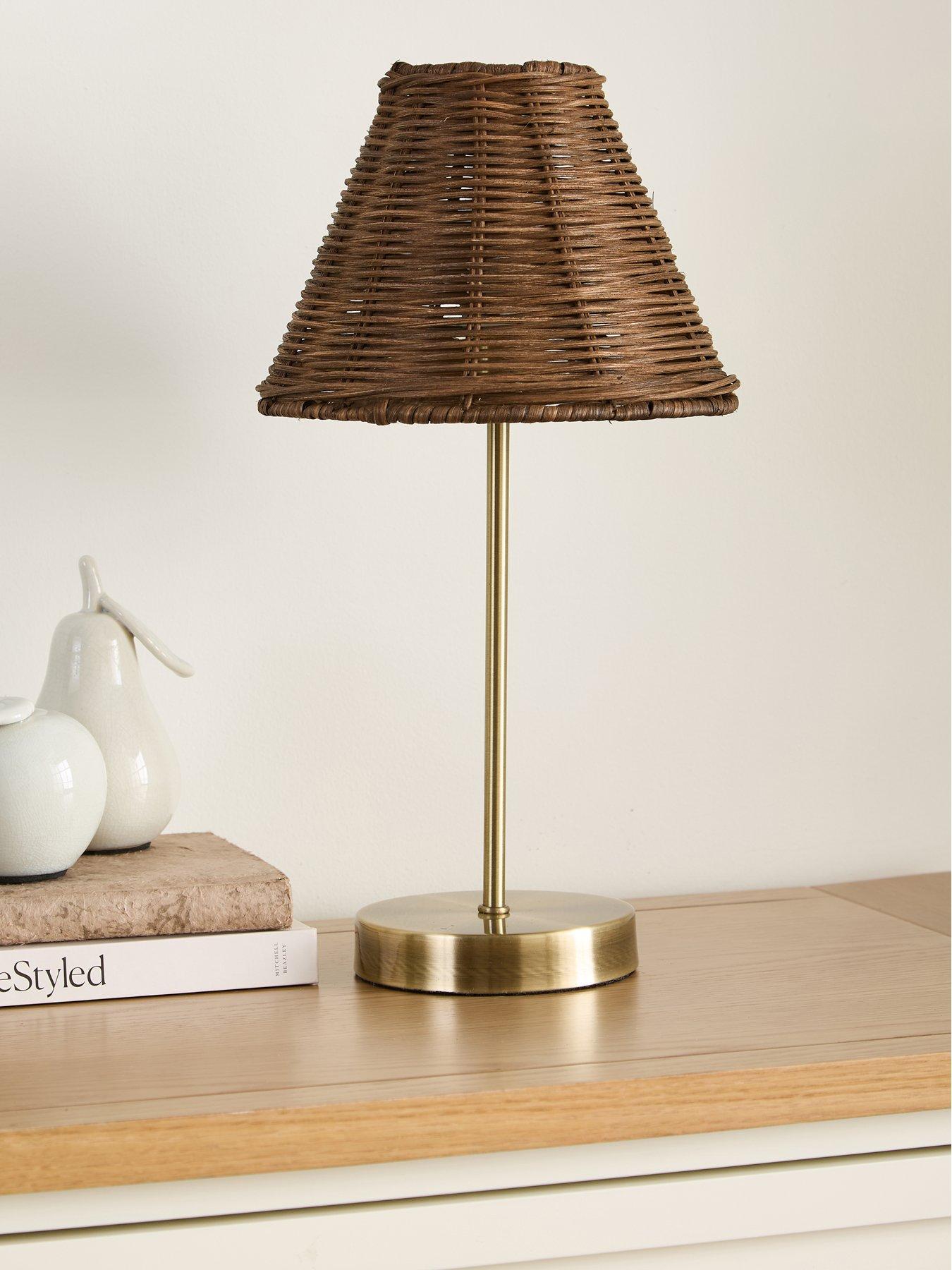 Image 1 of 6 of Very Home Metal Table Lamp with Dark Rattan Shade
