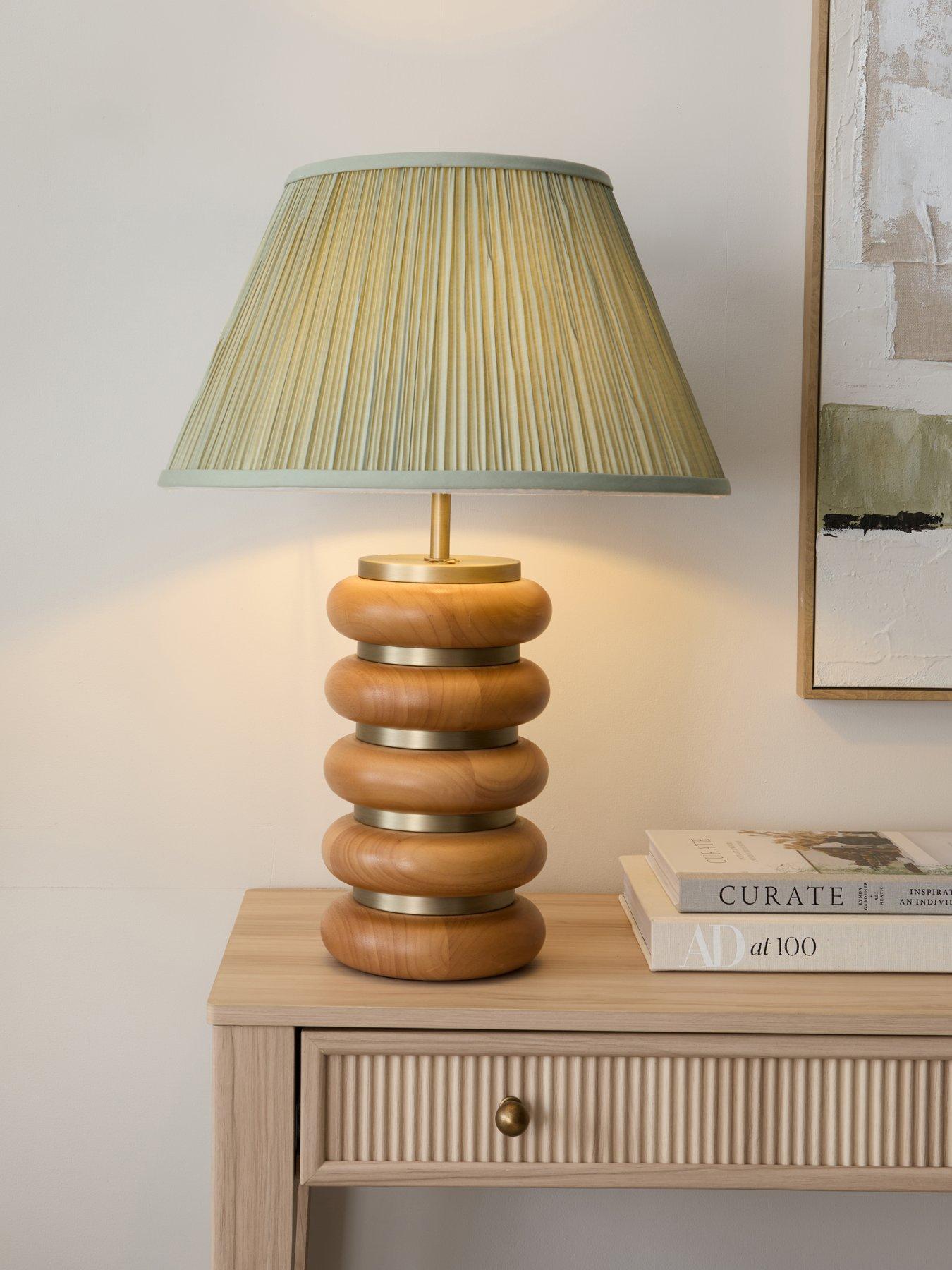 undefined MK Ribbed Wooden Table Lamp