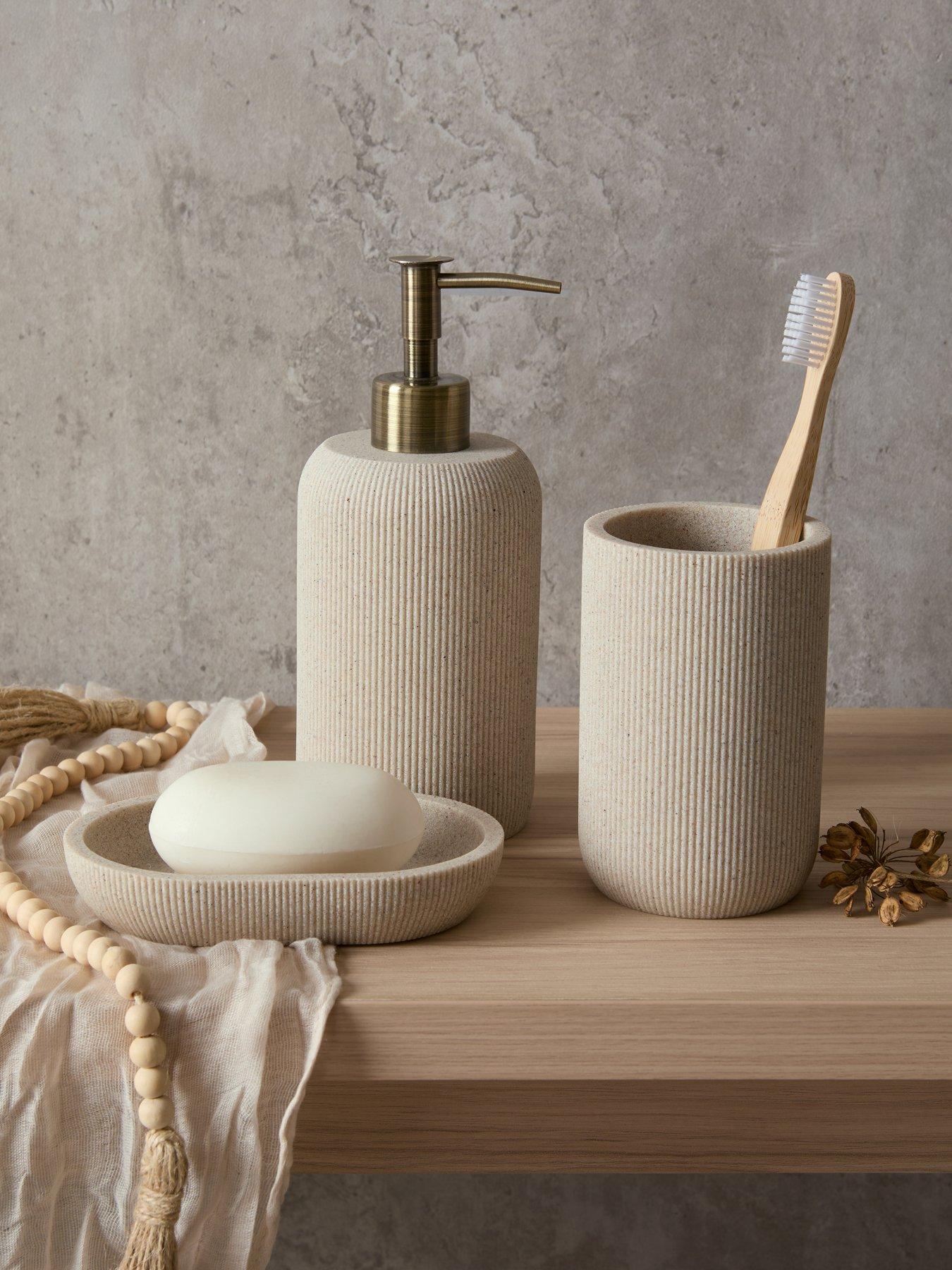 Image 1 of 5 of Michelle Keegan Home 3 Piece Ribbed Bathroom Set