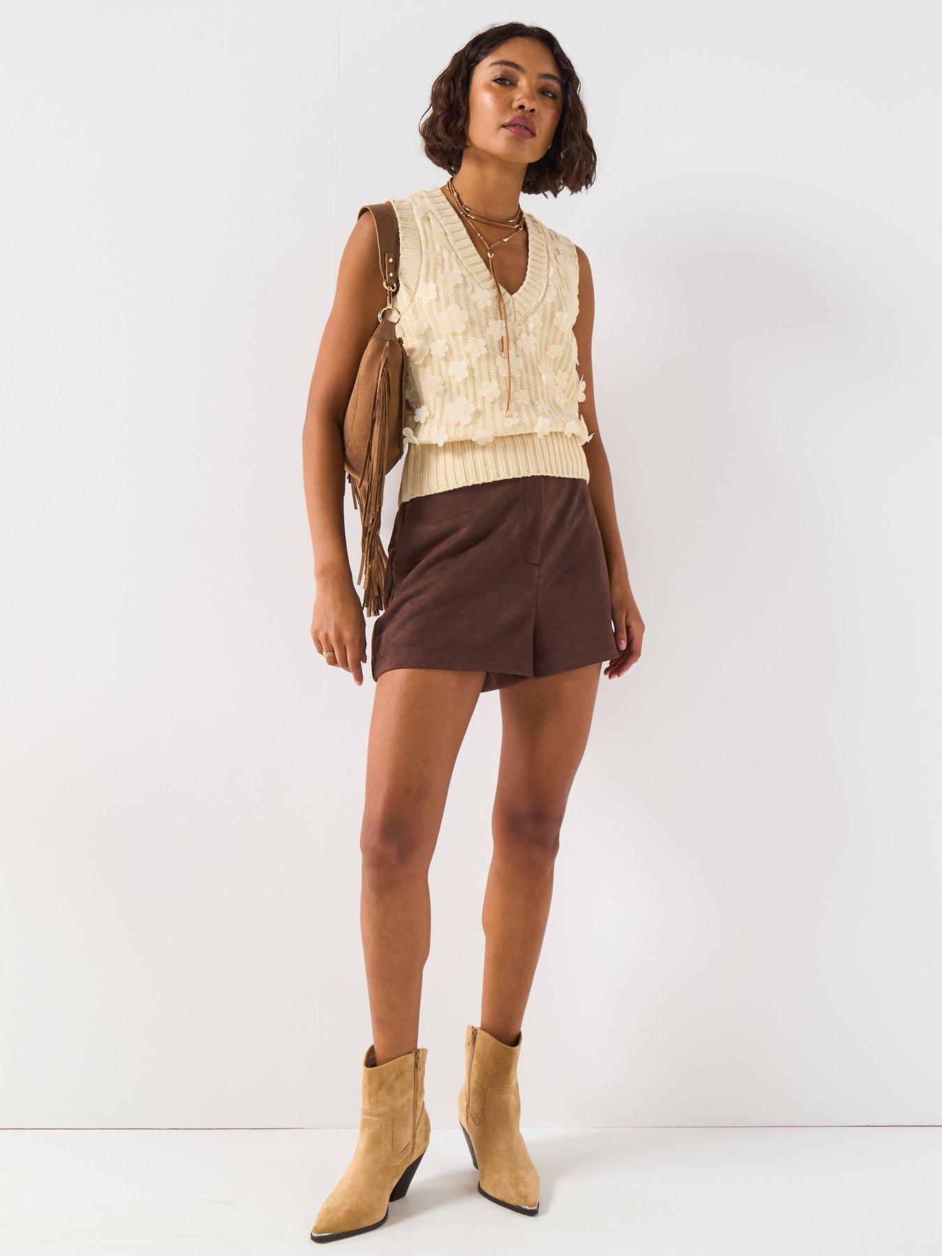  image of v-by-very-flower-embroidered-vest-cream