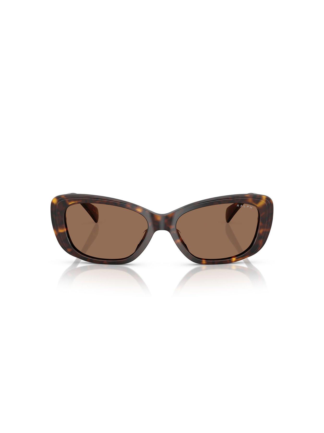  image of ralph-rectangular-sunglasses-with-cat-eye-frame--dark-havana
