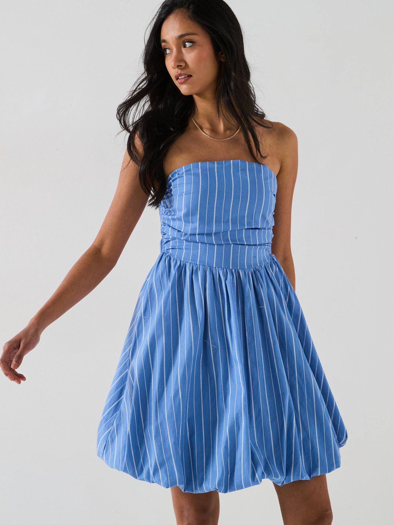 only-strapless-mini-dress-blue