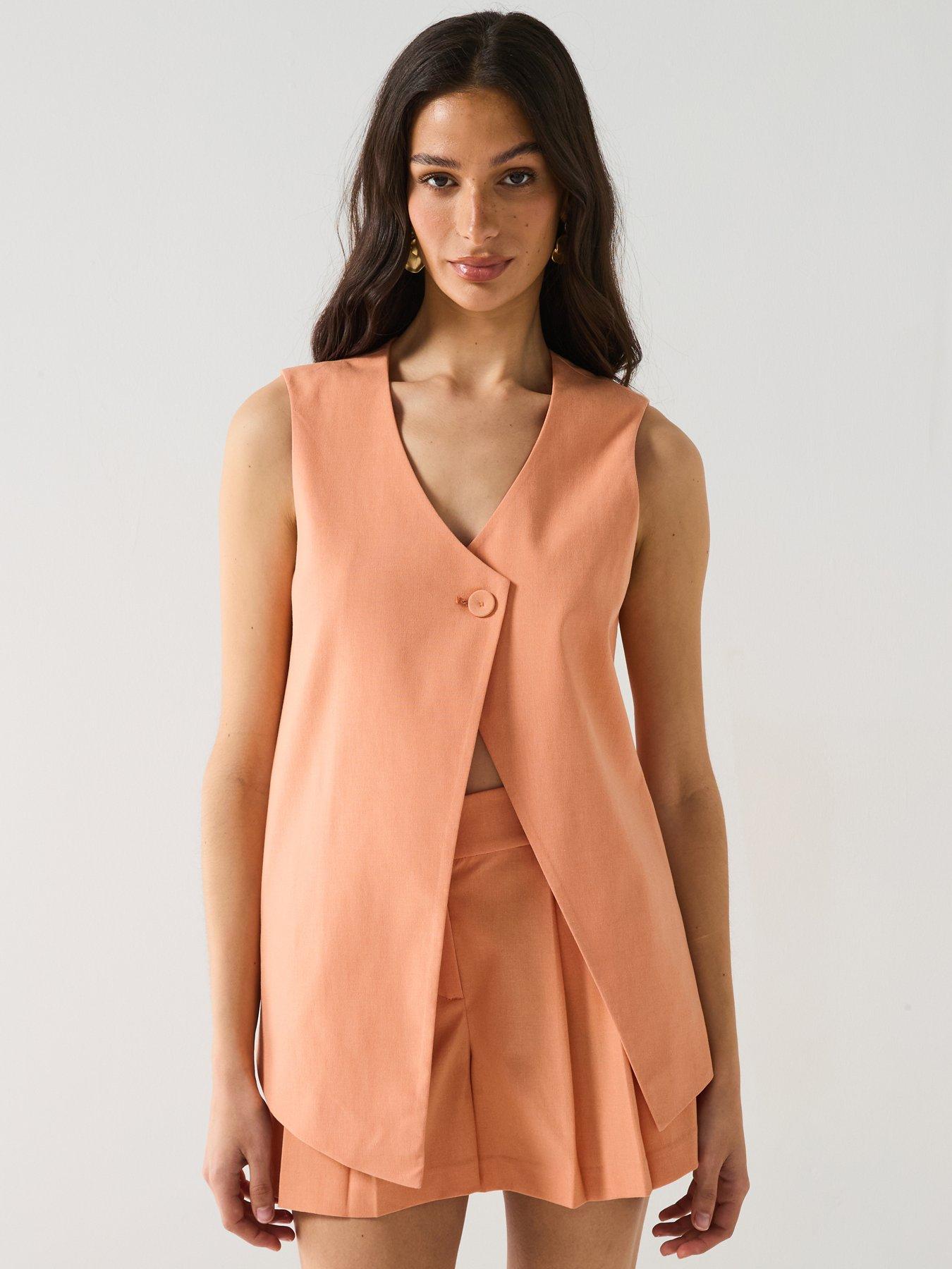 vero-moda-longline-waistcoat-orange