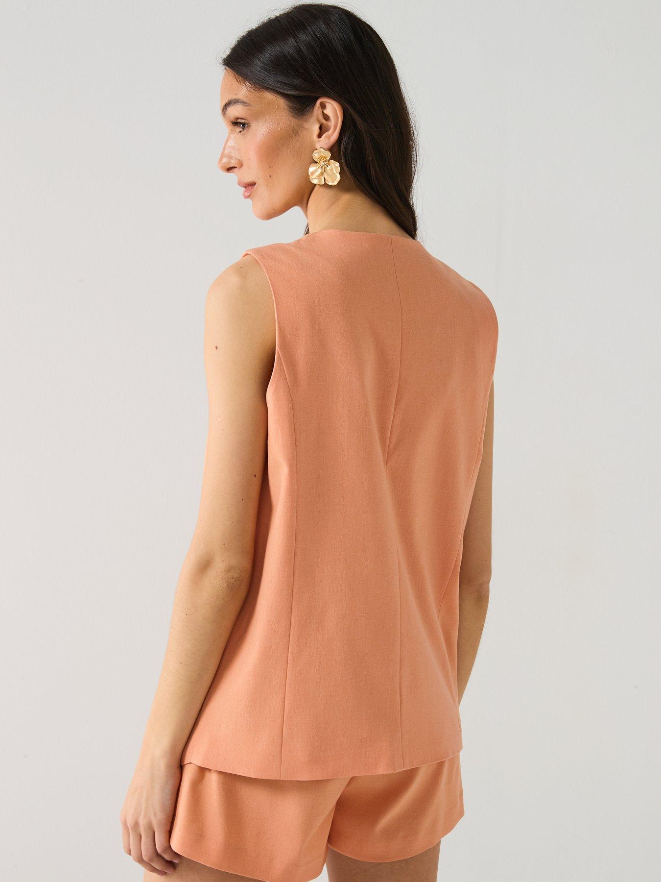  image of vero-moda-longline-waistcoat-orange