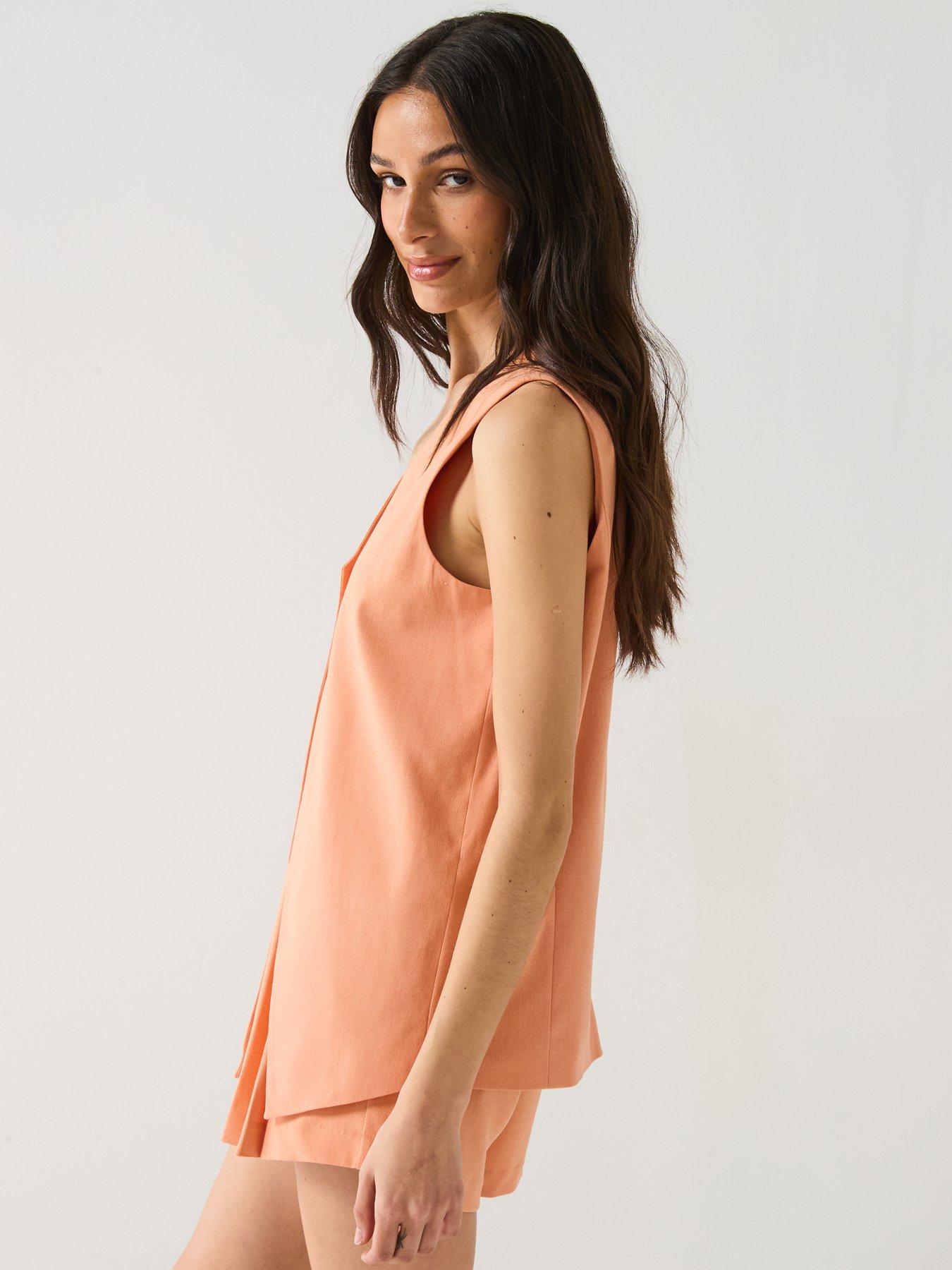  image of vero-moda-longline-waistcoat-orange