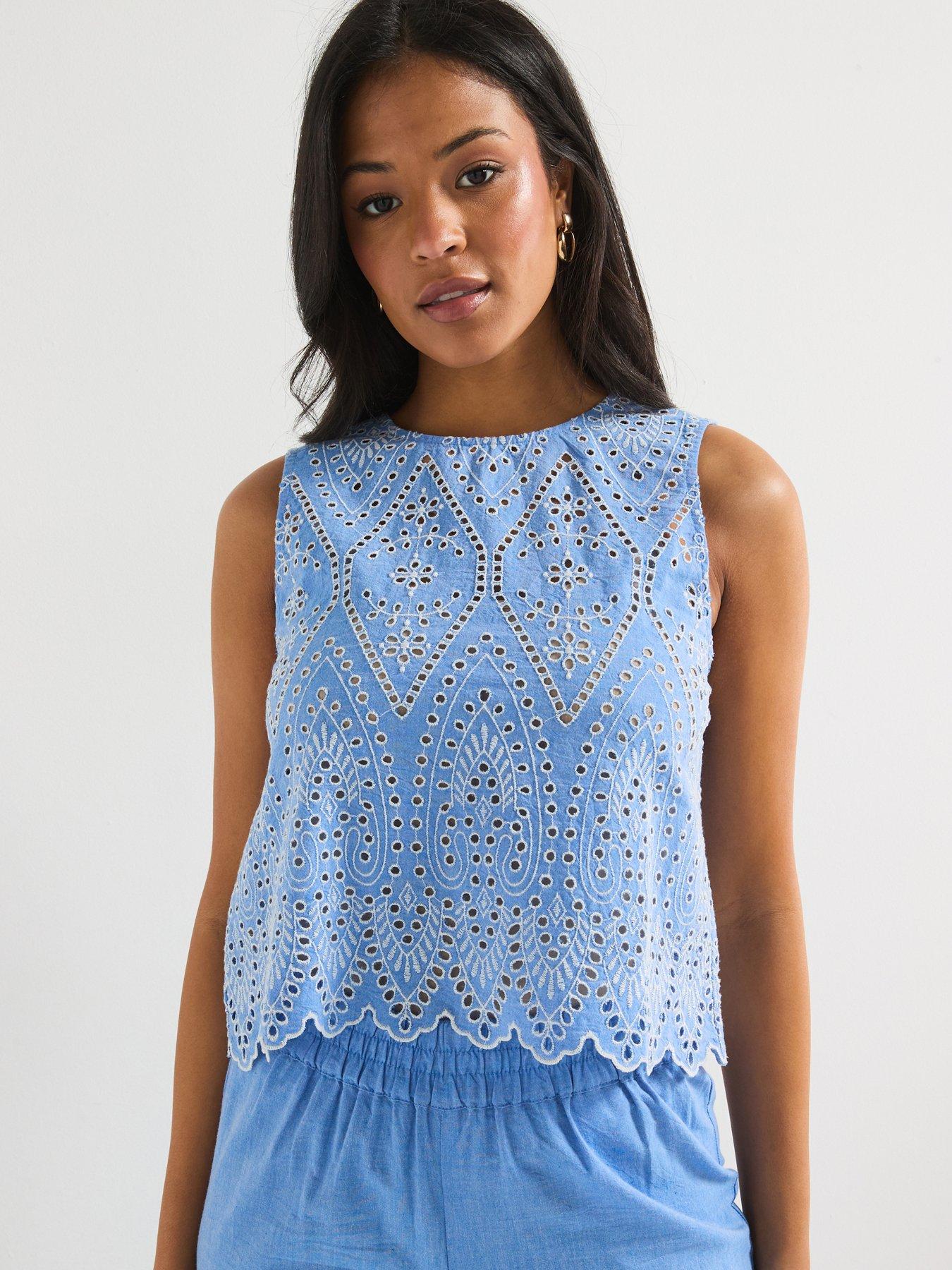 Only Embellished Top - Blue