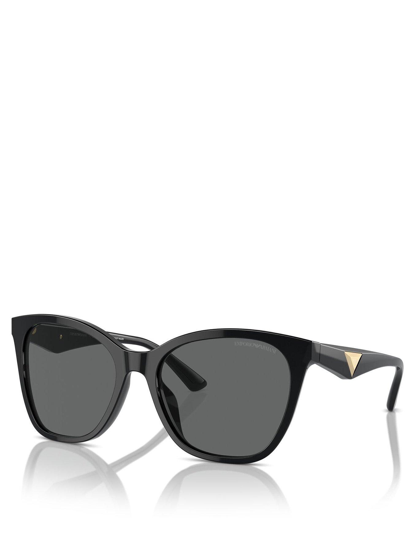 Image 1 of 4 of Emporio Armani 0ea4222u Butterfly Sunglasses Shiny Black Frame With Dark Grey Lens
