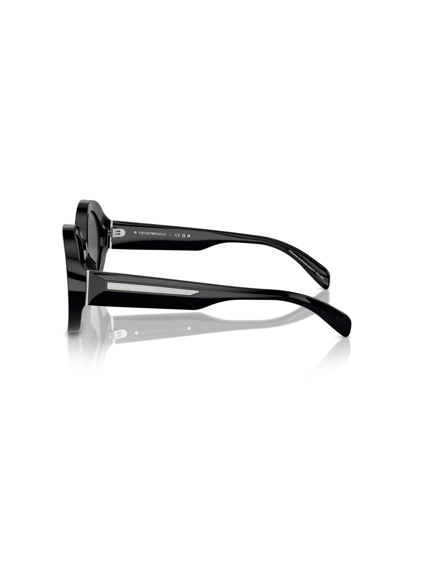  image of emporio-armani-oval-frame-sunglasses--black