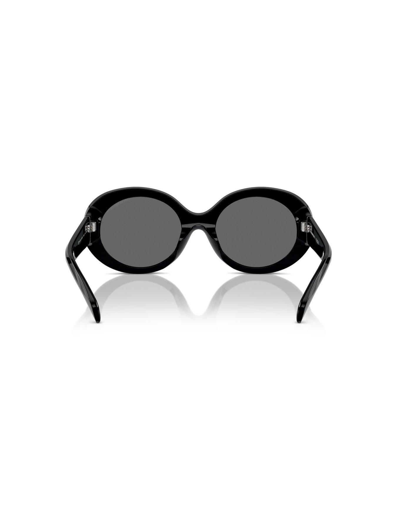  image of emporio-armani-oval-frame-sunglasses--black