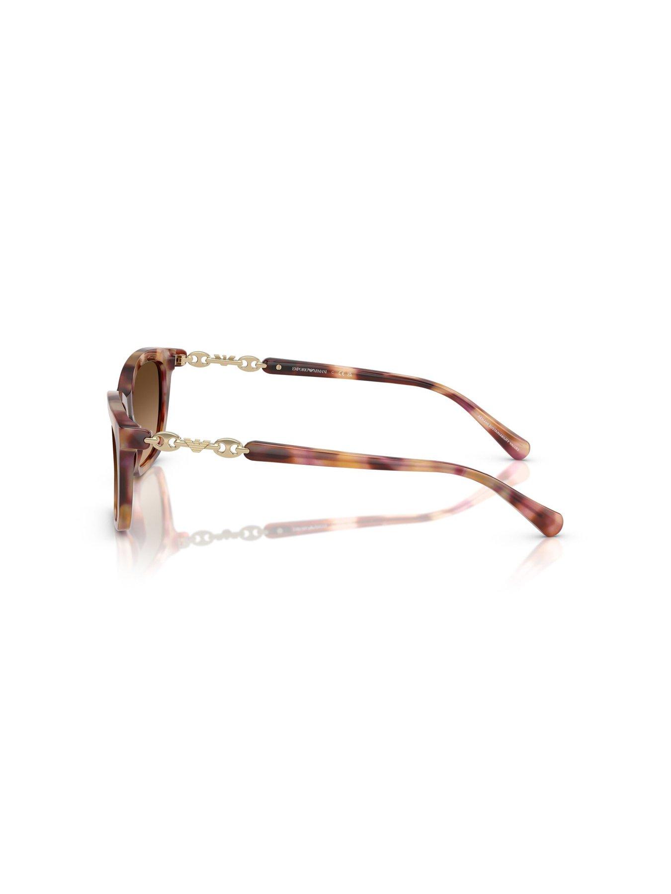 Image 2 of 4 of Emporio Armani 0ea4238 Cat Eye Sunglasses Shiny Havana Red Frame With Gradient Brown Lens