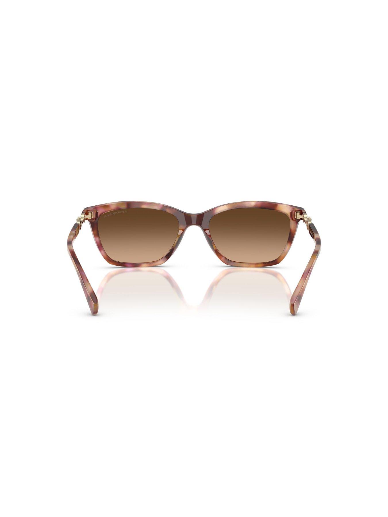 Image 4 of 4 of Emporio Armani 0ea4238 Cat Eye Sunglasses Shiny Havana Red Frame With Gradient Brown Lens