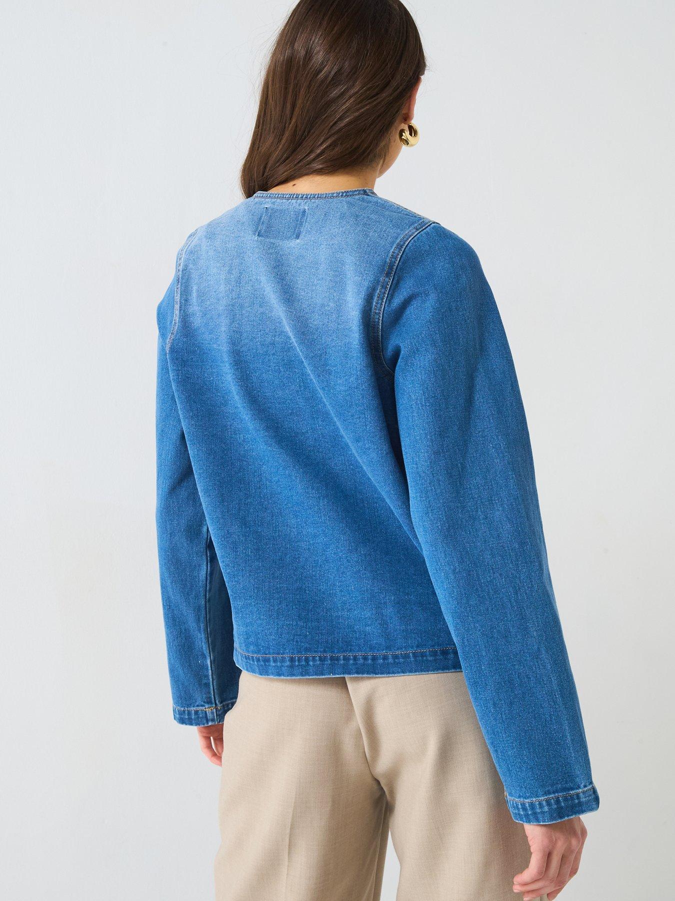 stillFront image of only-tie-detail-denim-jacket-blue
