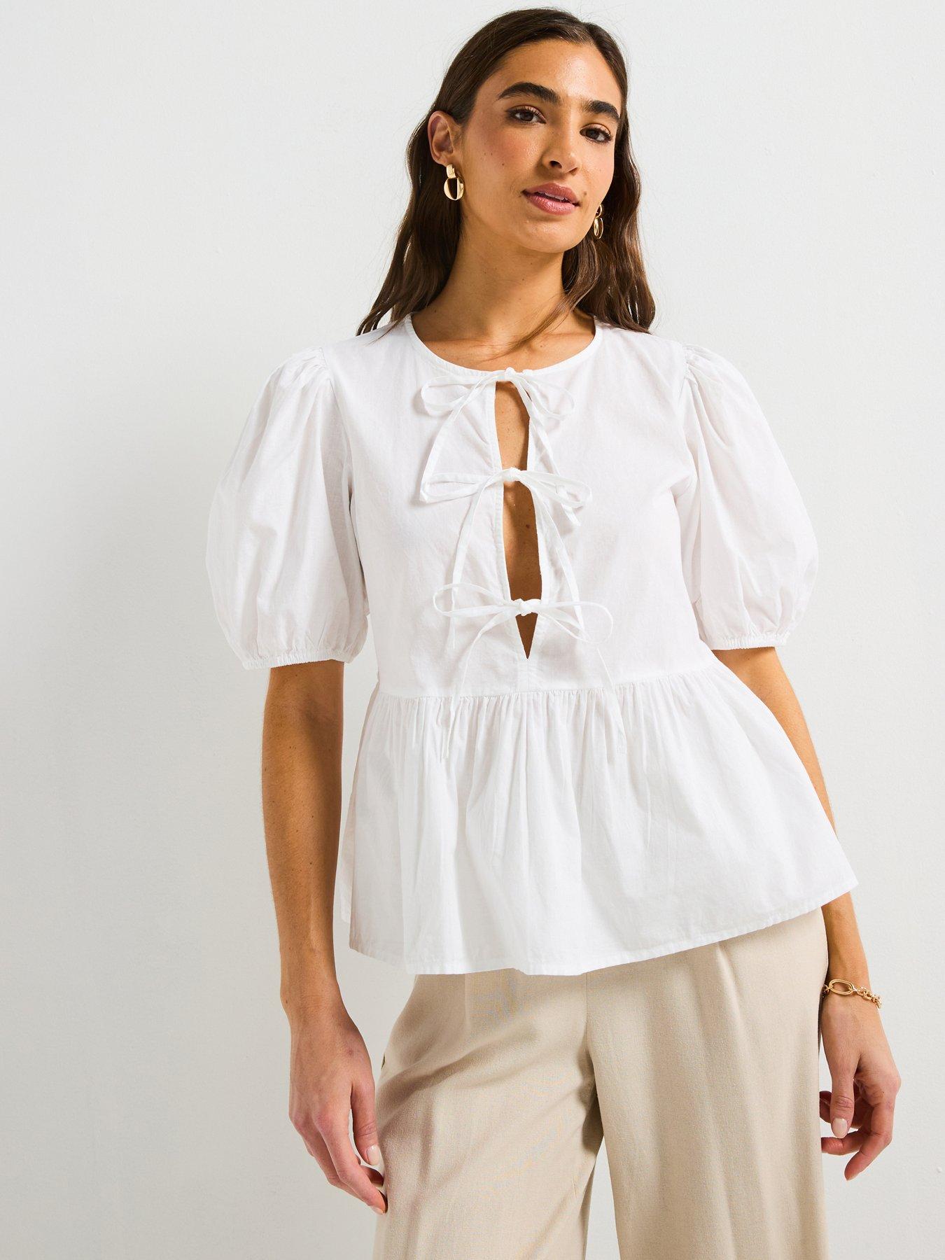pieces-tie-detail-blouse-white