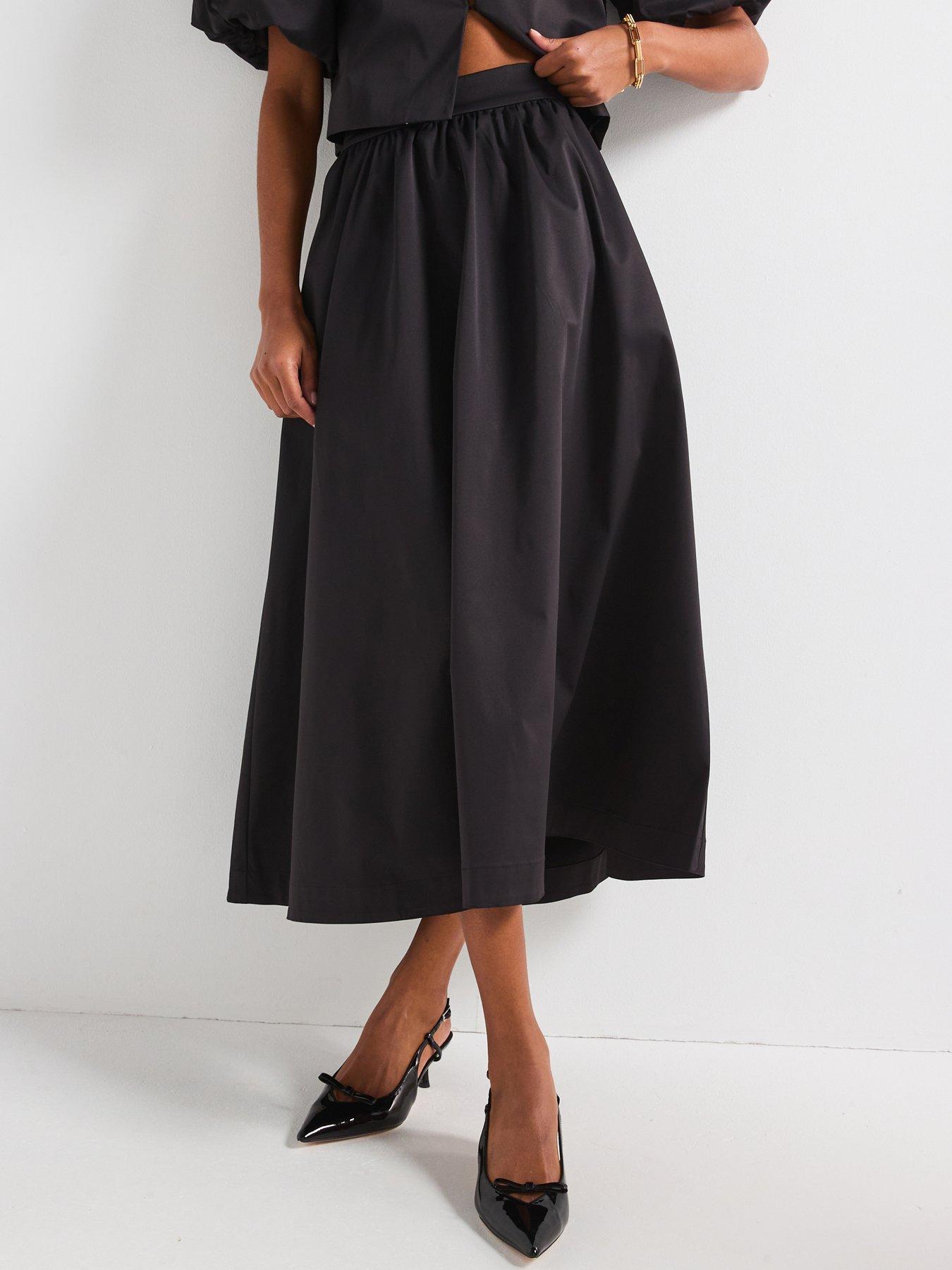 Rouge High Rise Midi Skirt - Black