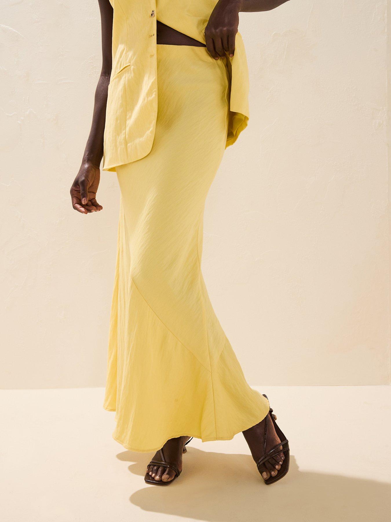 Rouge High Rise Midi Skirt - Yellow