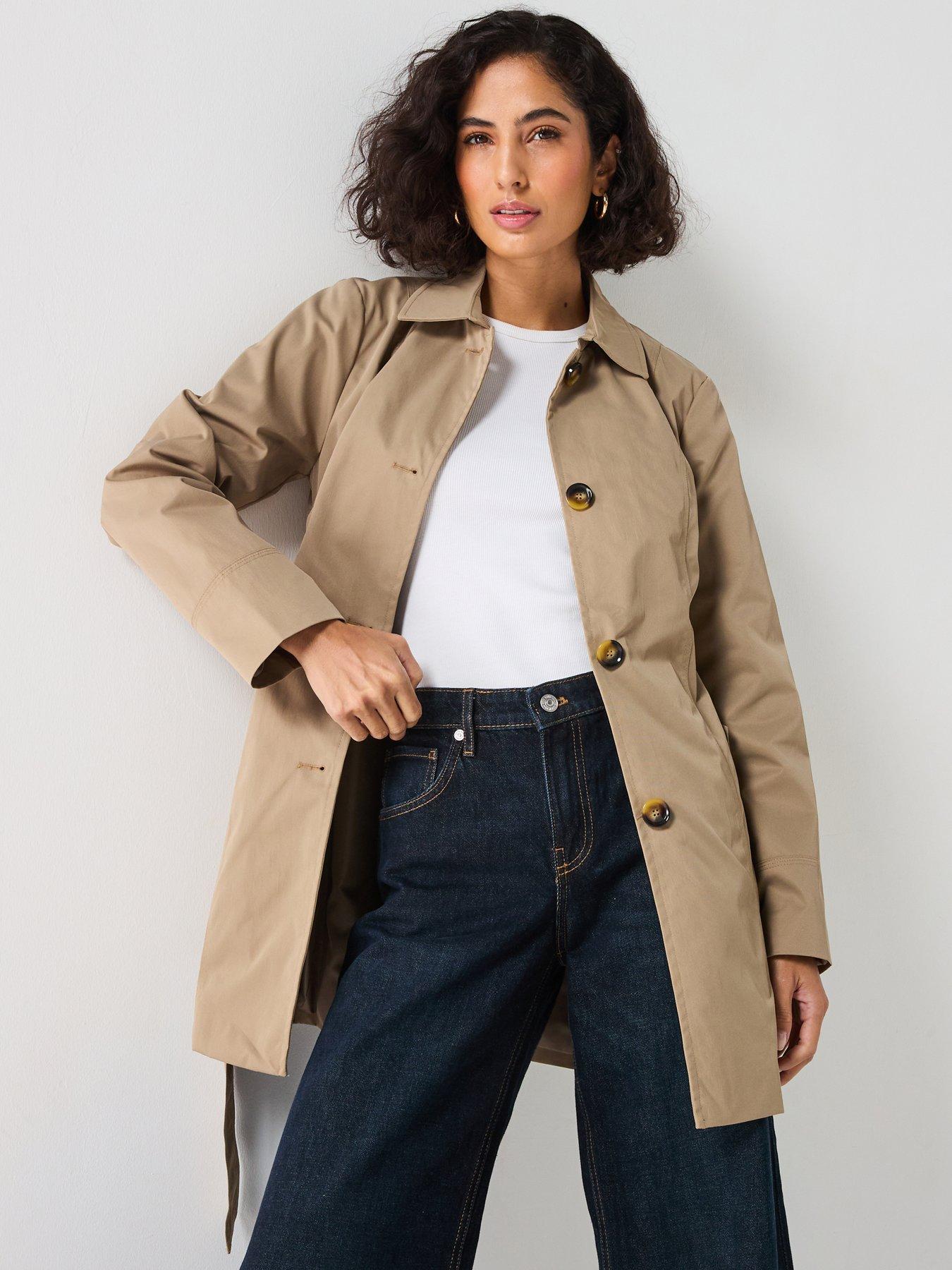 jdy-collar-trench-coat-brown