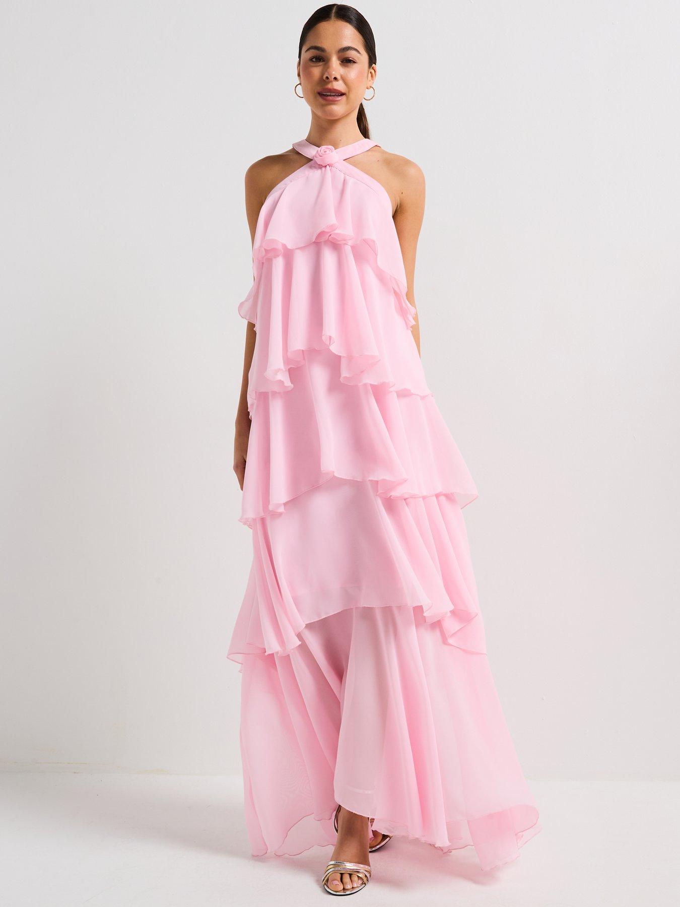  image of vero-moda-ruffle-halter-neck-maxi-dress-pink