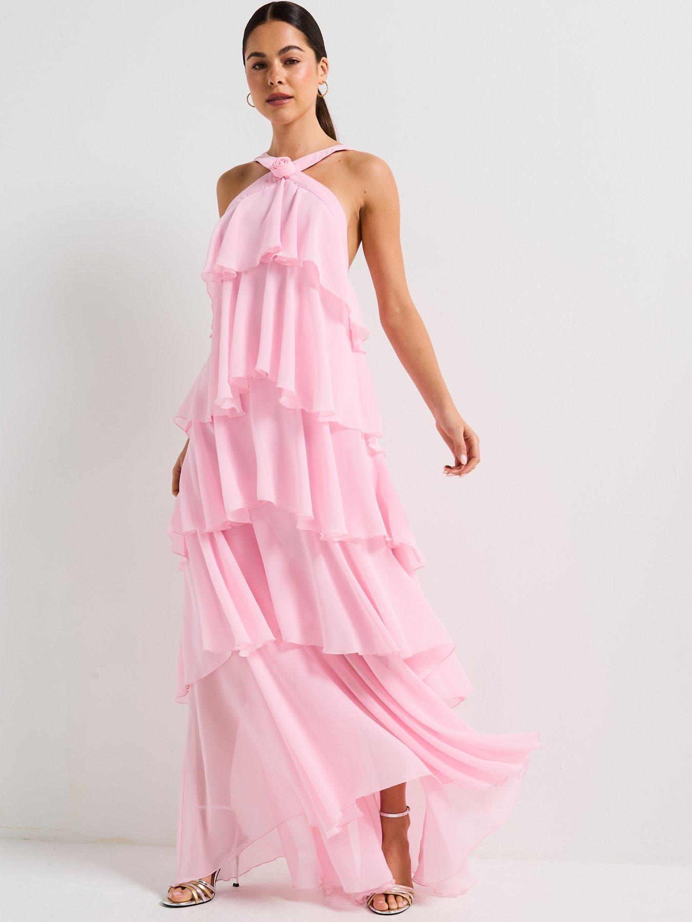 image of vero-moda-ruffle-halter-neck-maxi-dress-pink