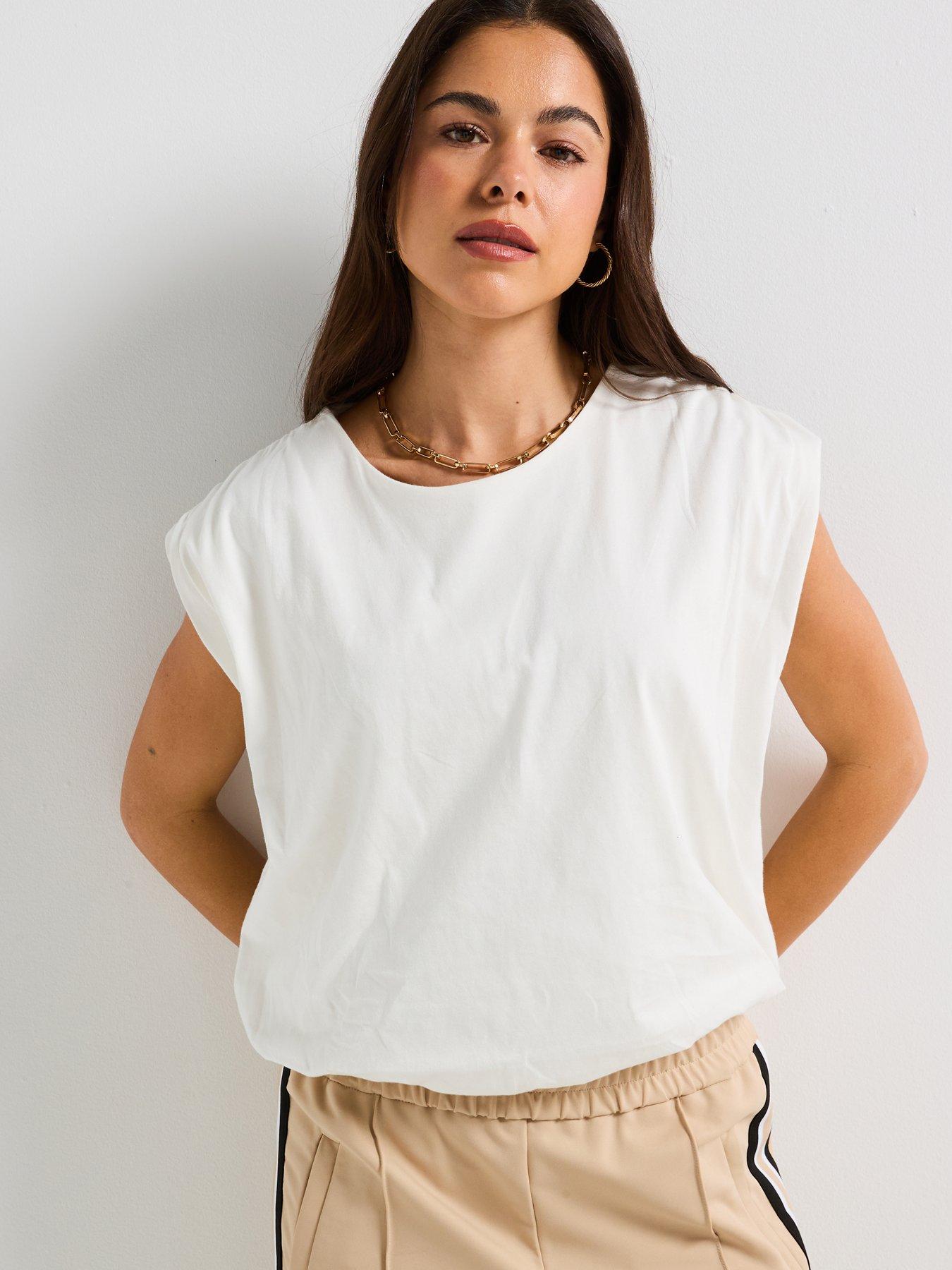 jdy-short-sleeve-bubble-top-multi