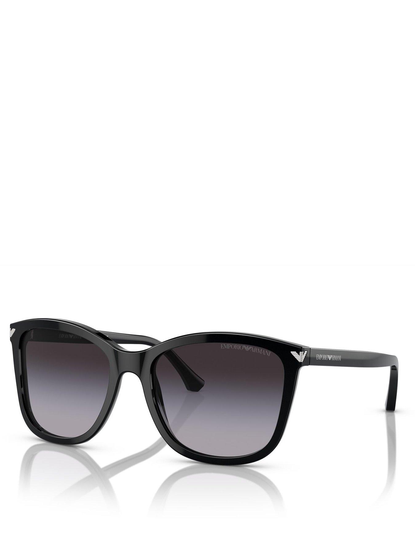 Image 1 of 4 of Emporio Armani 0ea4060 Square Sunglasses Shiny Black Frame With Gradient Grey Lens