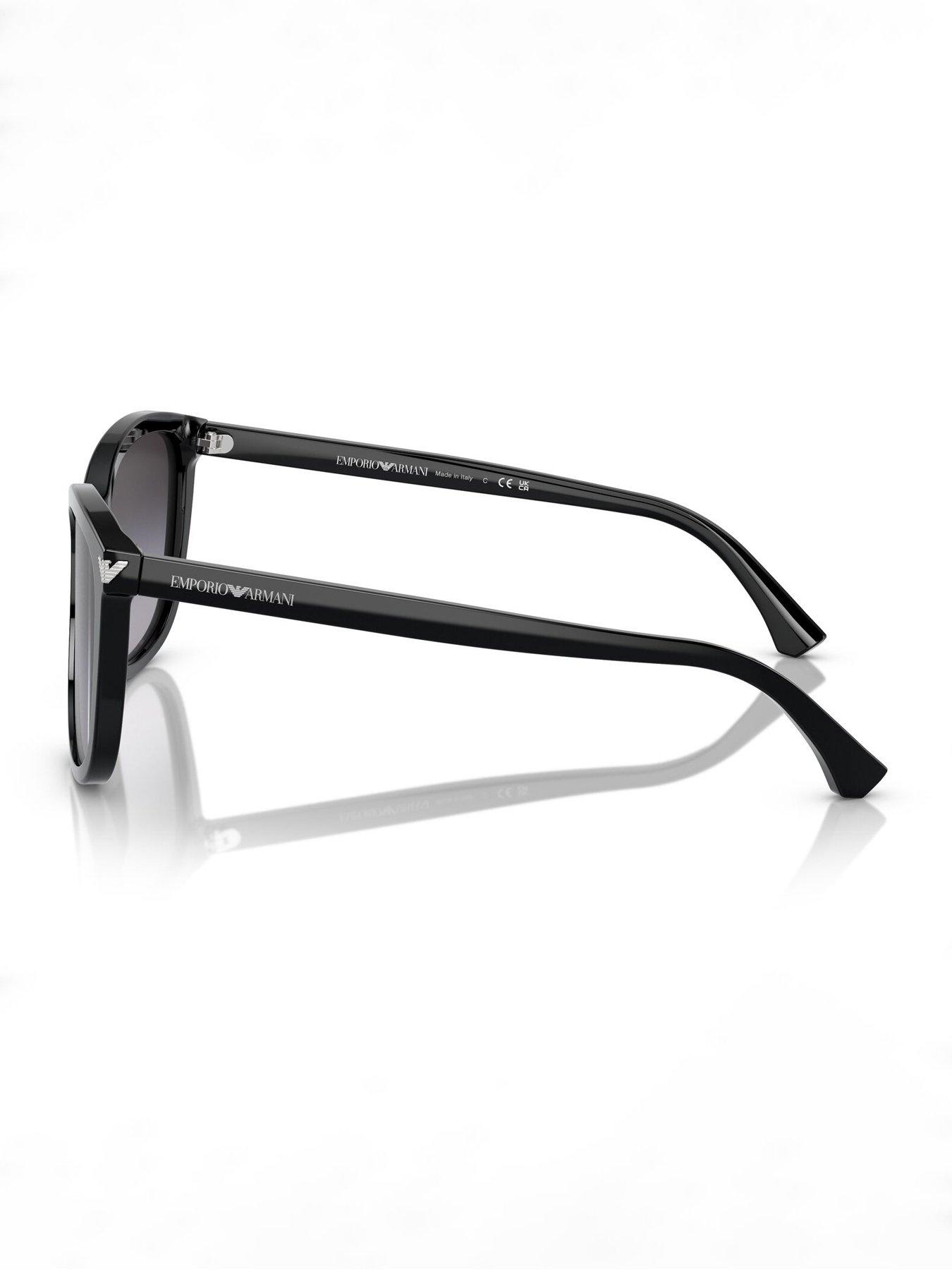 Image 2 of 4 of Emporio Armani 0ea4060 Square Sunglasses Shiny Black Frame With Gradient Grey Lens