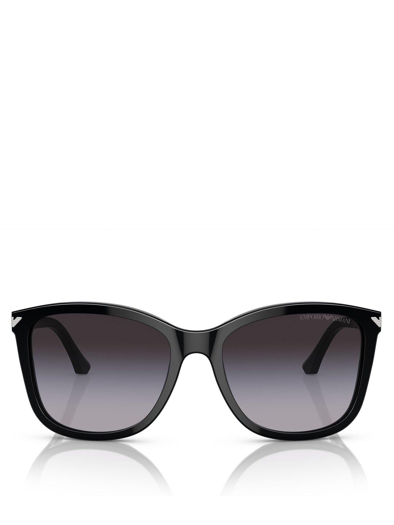 Image 3 of 4 of Emporio Armani 0ea4060 Square Sunglasses Shiny Black Frame With Gradient Grey Lens