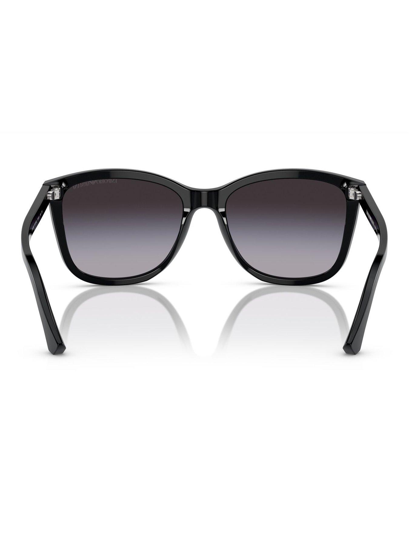 Image 4 of 4 of Emporio Armani 0ea4060 Square Sunglasses Shiny Black Frame With Gradient Grey Lens