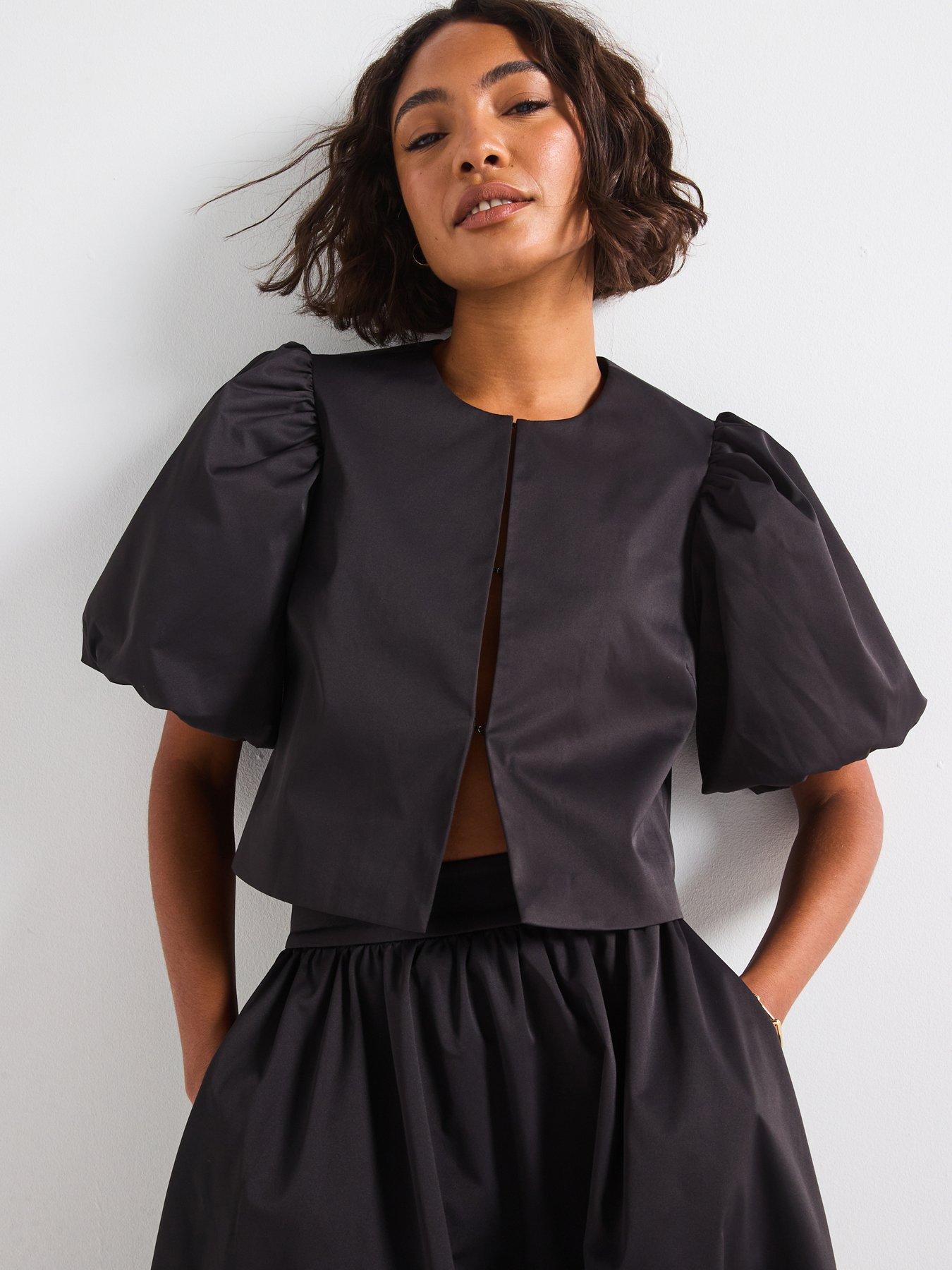 rouge-round-neck-short-sleeve-jacket-grey