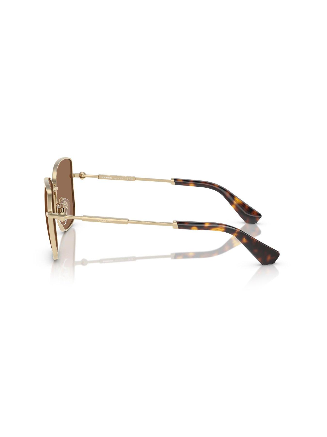 Image 2 of 4 of Burberry Square Sunglasses With Gold Metal Frame