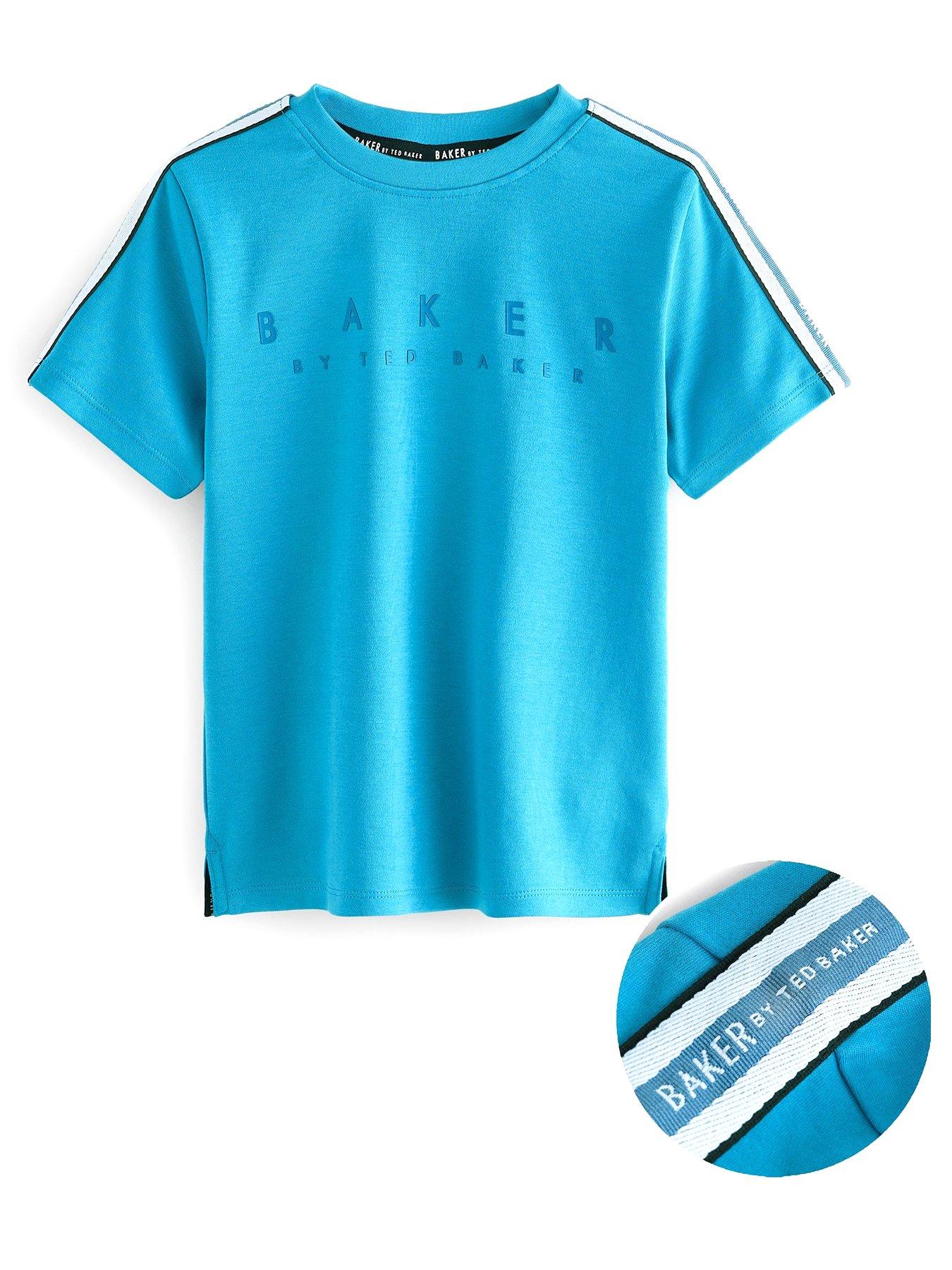 front image of ted-baker-logo-stripe-t-shirt-blue