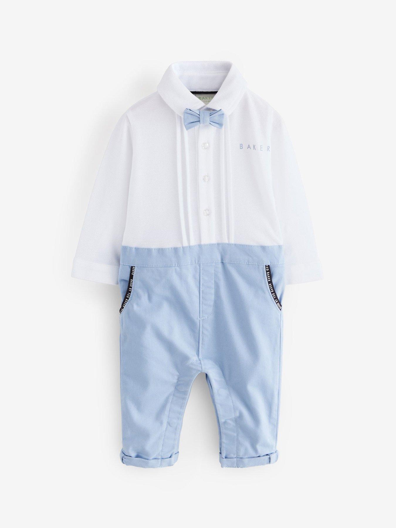  image of ted-baker-baby-boys-smart-mock-romper-blue