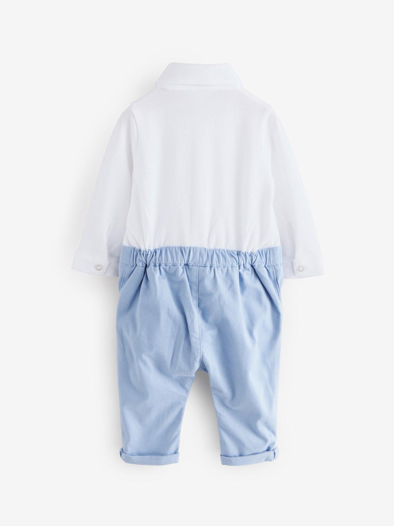  image of ted-baker-baby-boys-smart-mock-romper-blue
