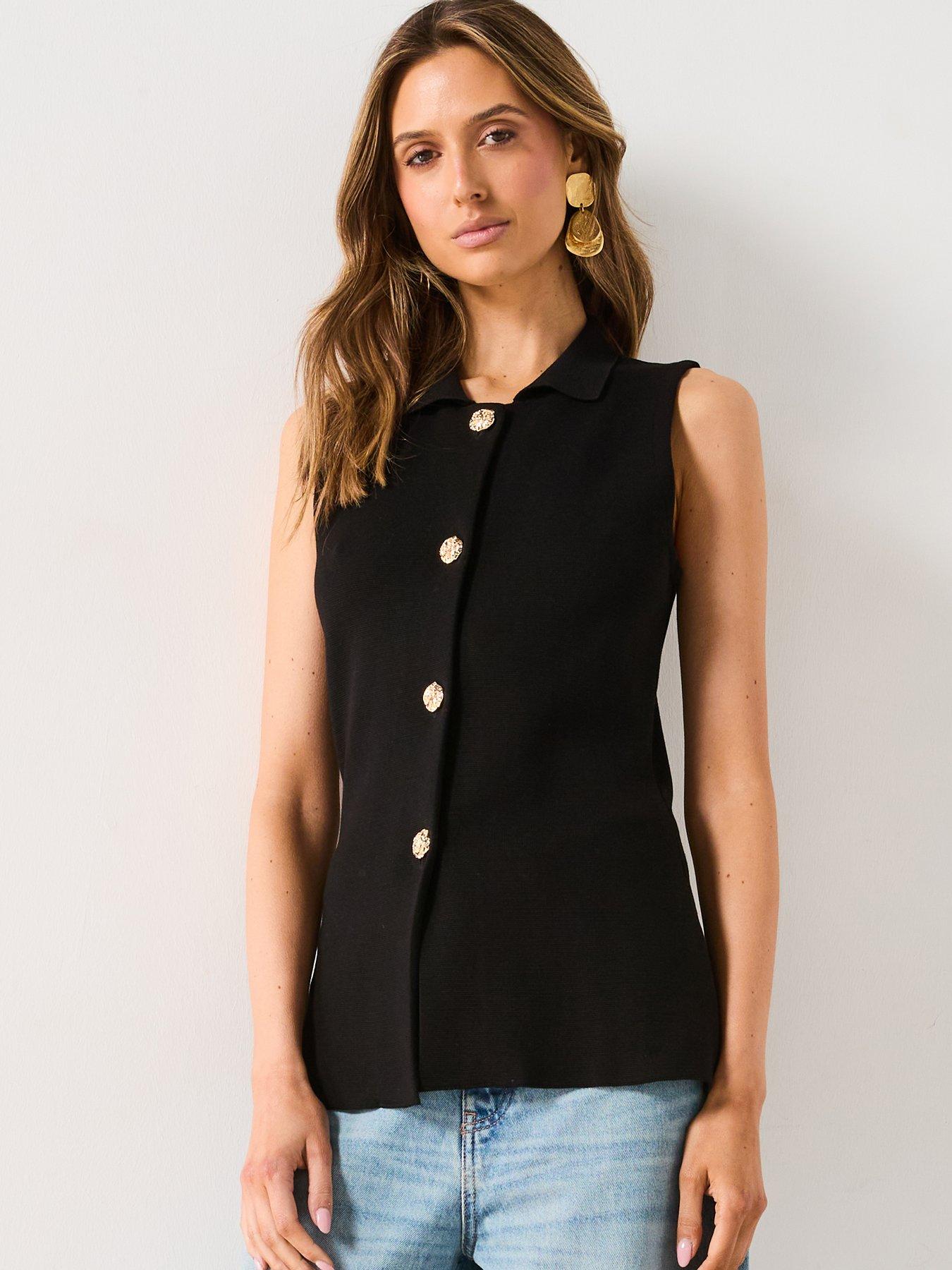undefined Knitted Waistcoat With Jewel Buttons