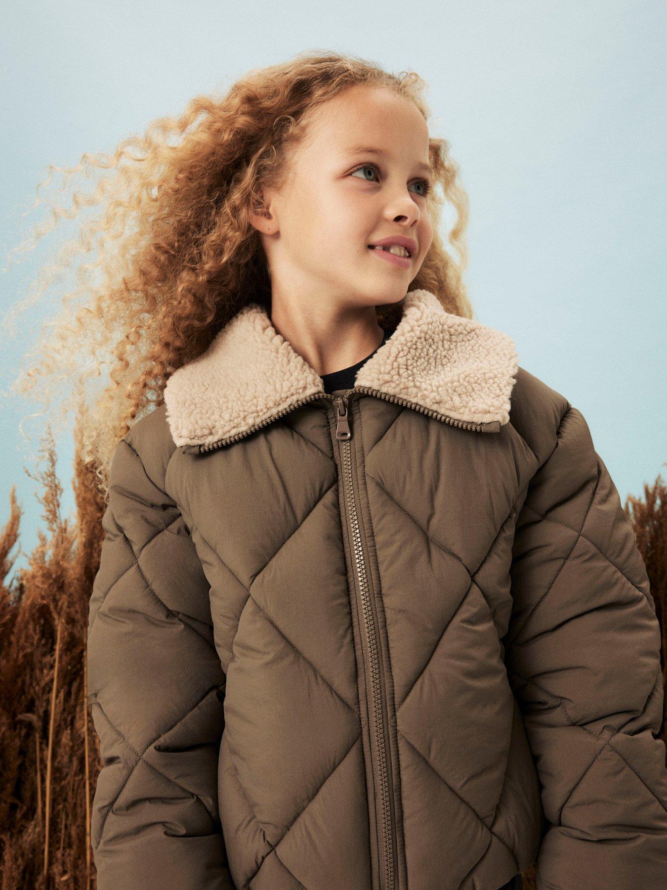 undefined Girls Borg Collar Padded Jacket - Morel