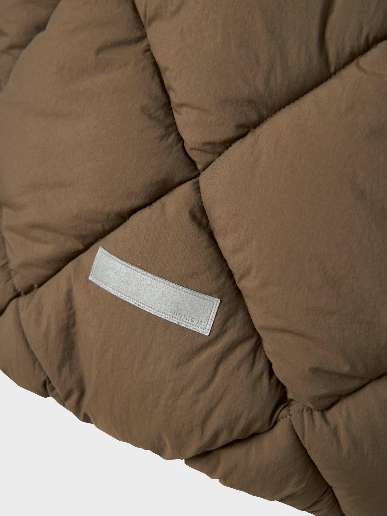 Image 5 of 5 of Name It Girls Borg Collar Padded Jacket - Morel - Brown
