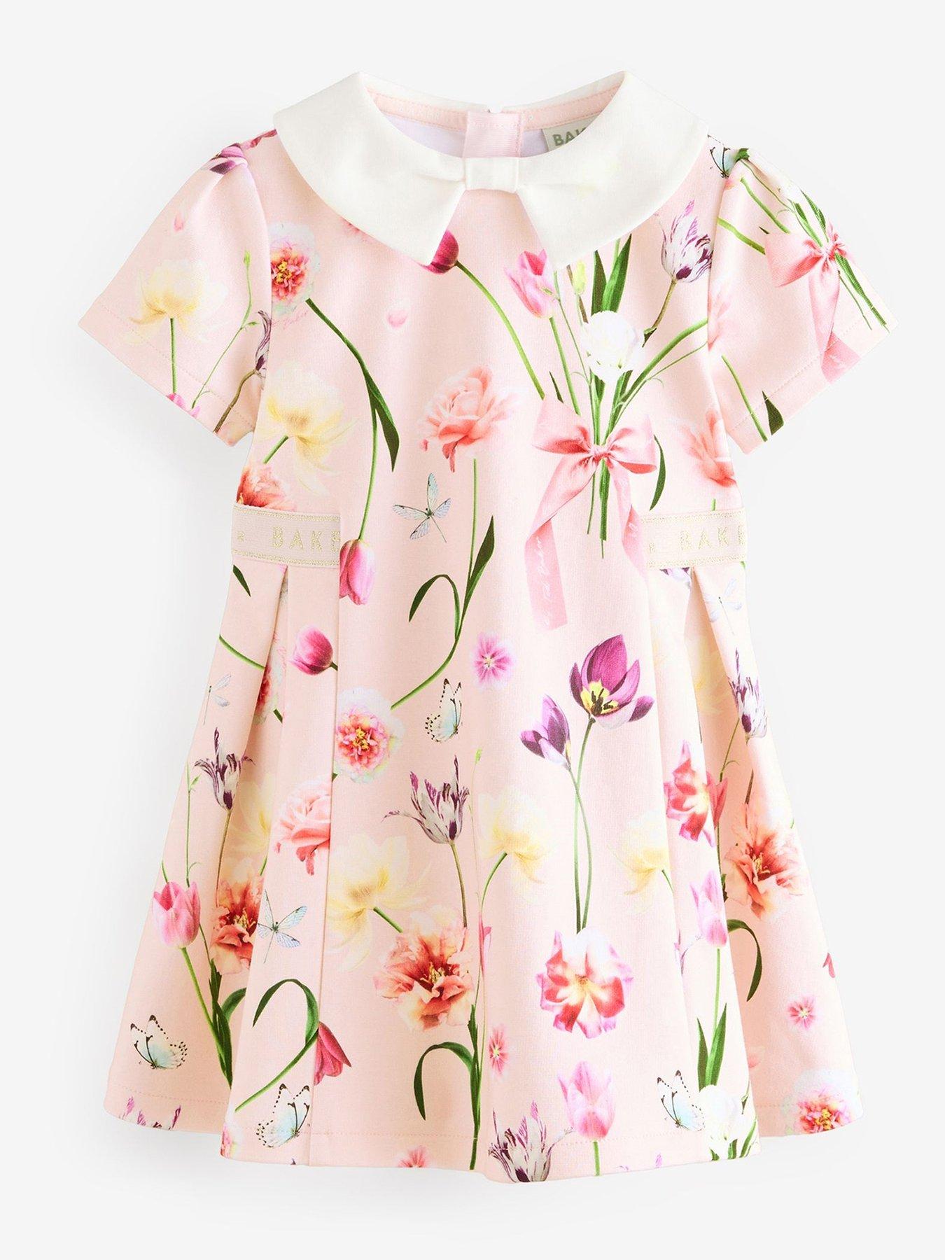 undefined Baby Printed Collar Dress - Pink