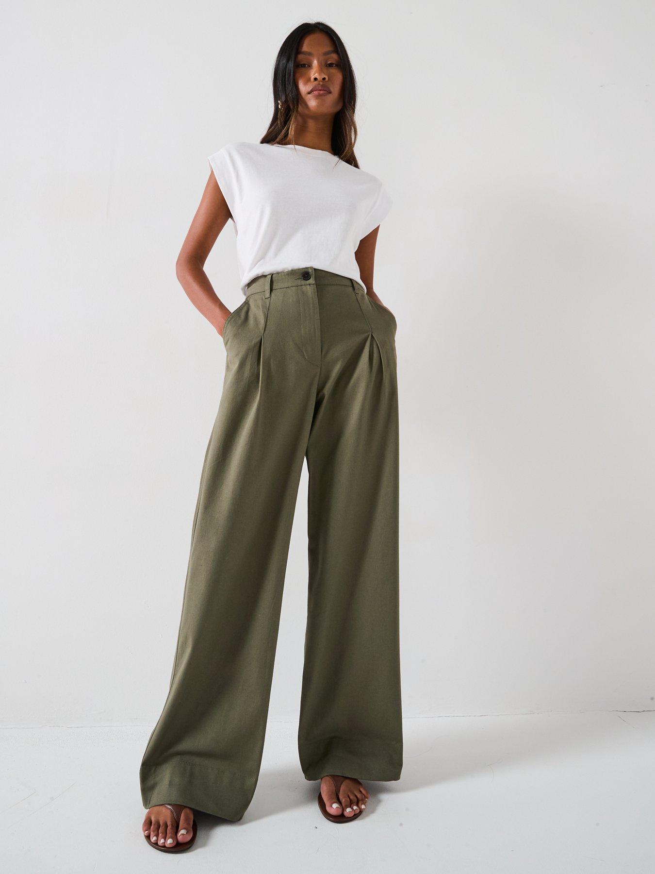 Image 3 of 6 of V by Very Wide Leg Trousers - Khaki