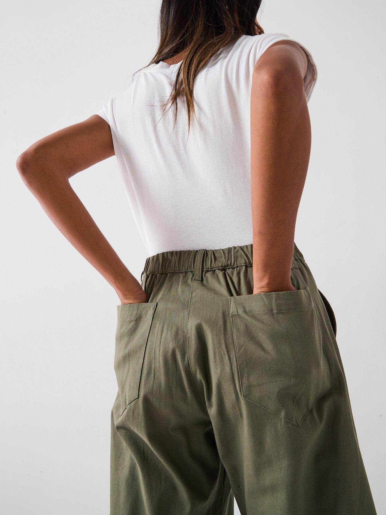 Image 5 of 6 of V by Very Wide Leg Trousers - Khaki