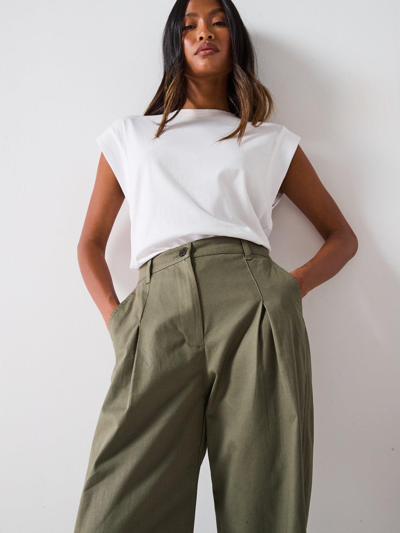 Image 6 of 6 of V by Very Wide Leg Trousers - Khaki