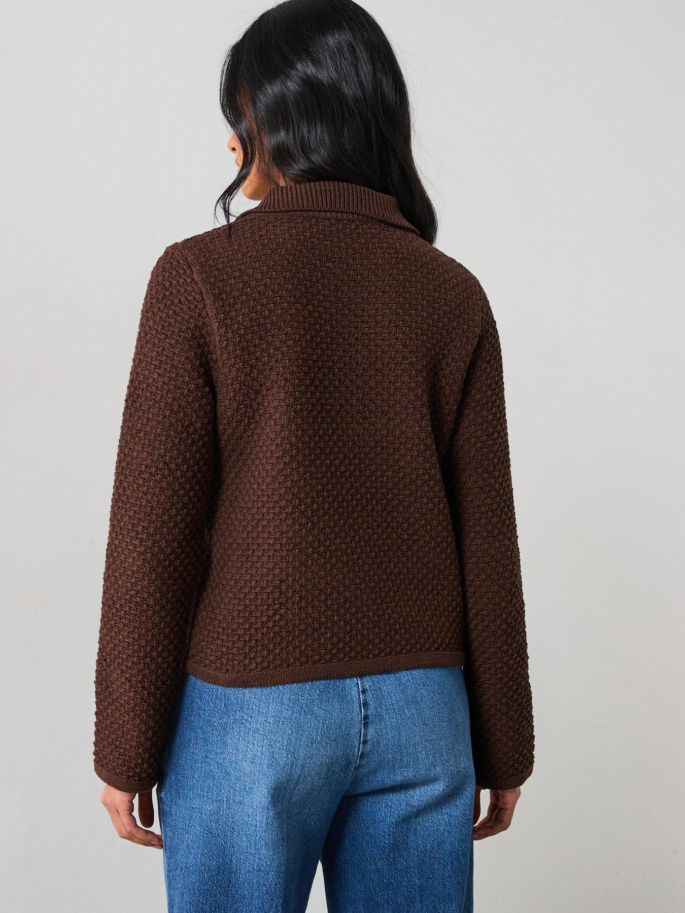  image of mango-polo-neck-knitted-jacket