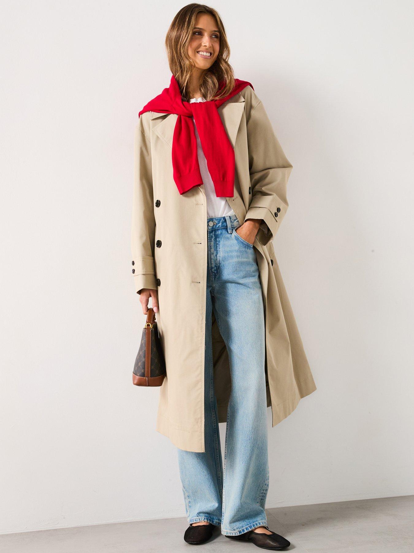  image of mango-long-oversized-double-breasted-trench-coat